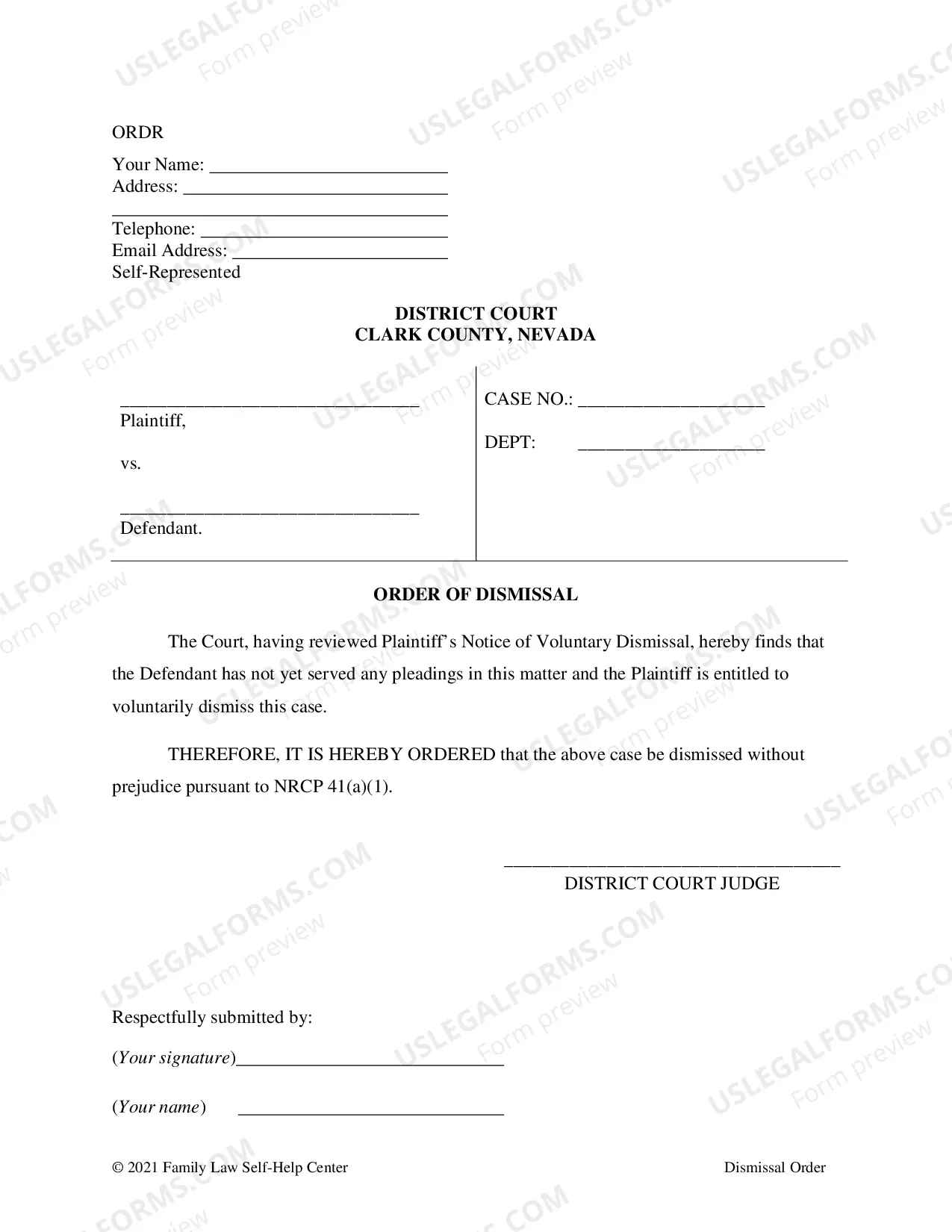 Preview Voluntary Dismissal Packet