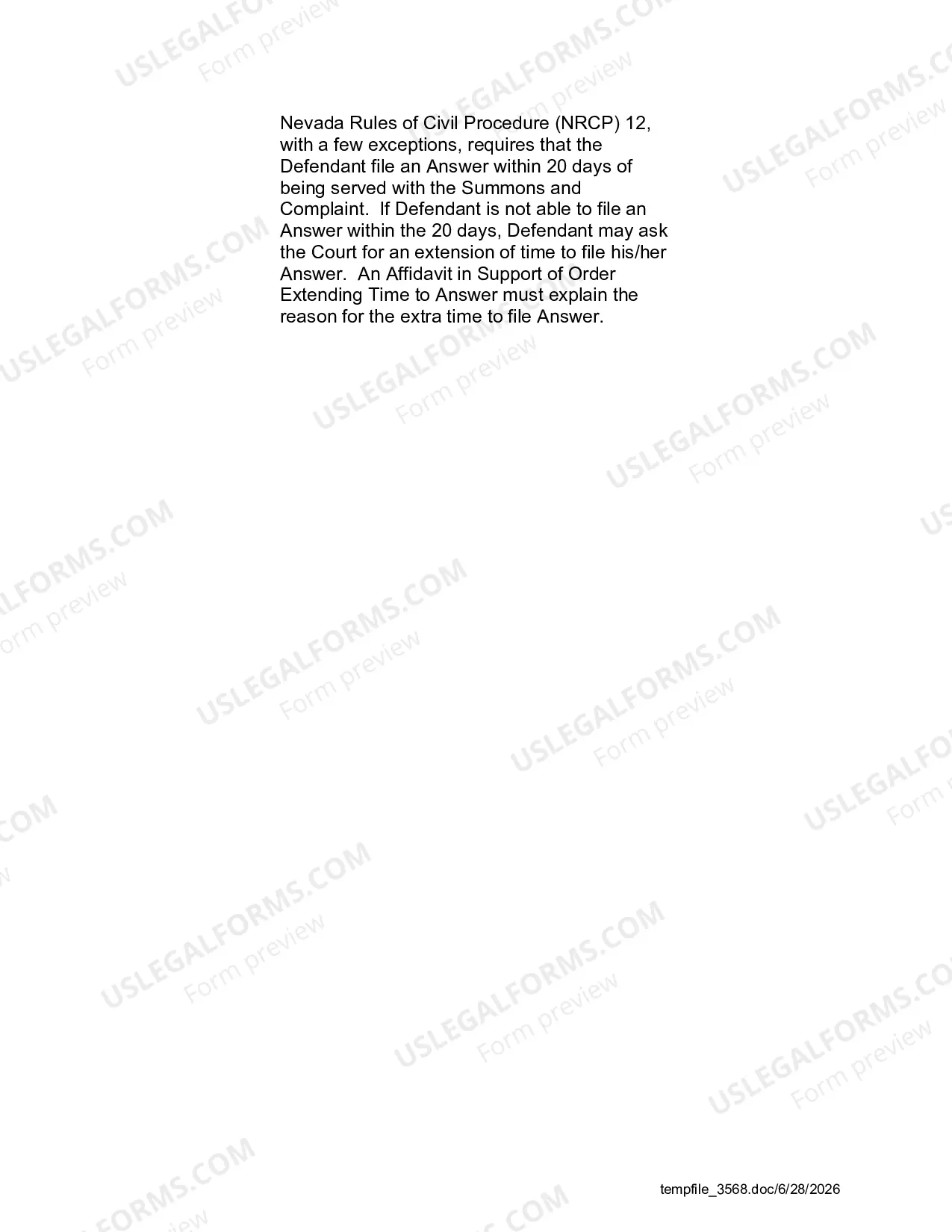 Preview Order Extending Time To Answer