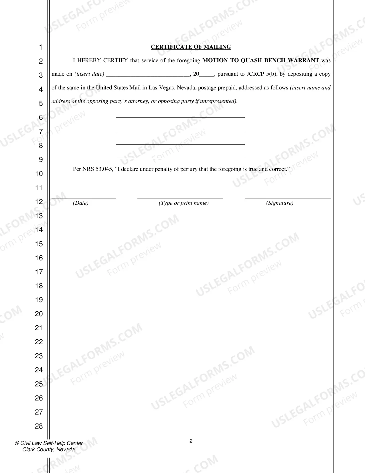 Preview Motion to Quash Bench Warrant