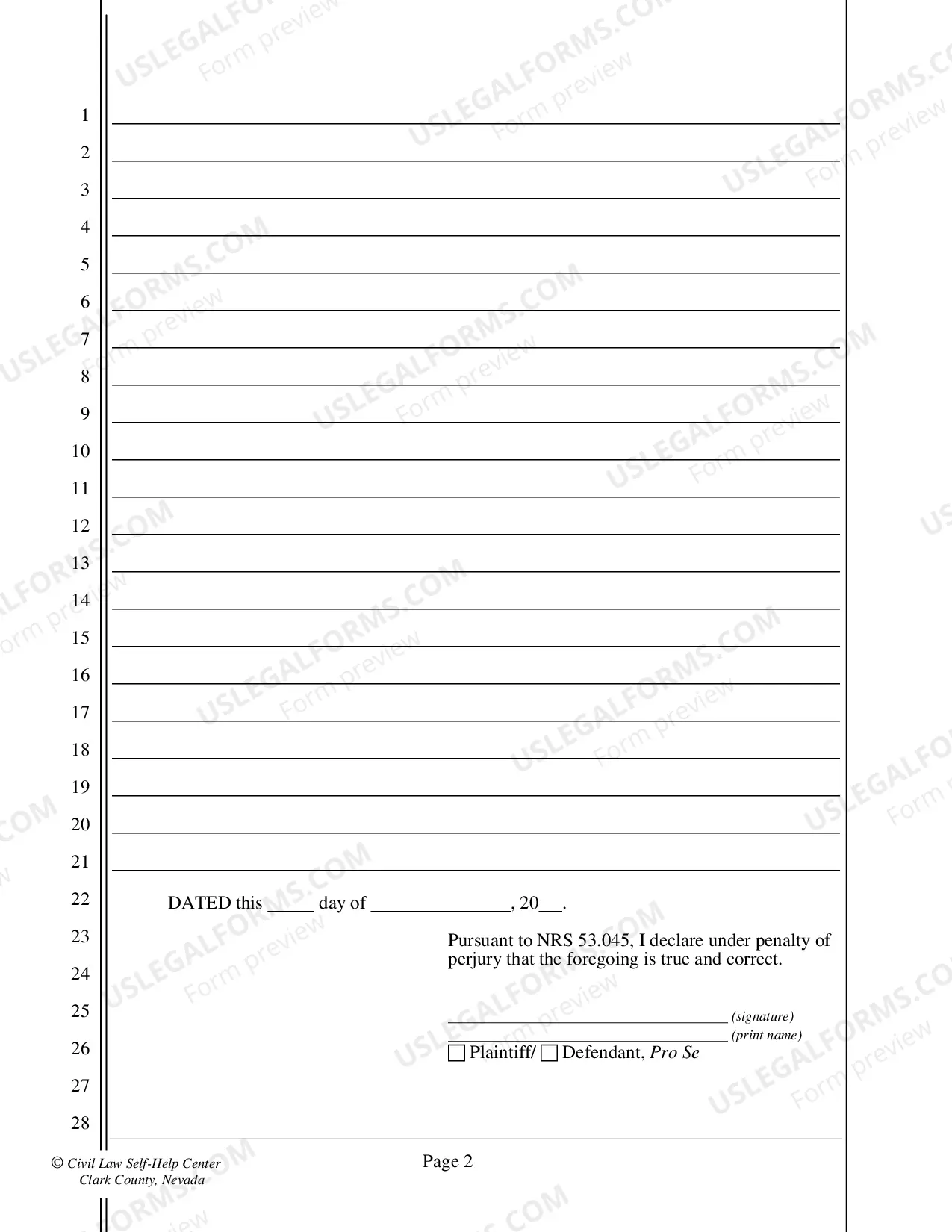 Preview Statement of Evidence or Proceedings - Nonfillable Form