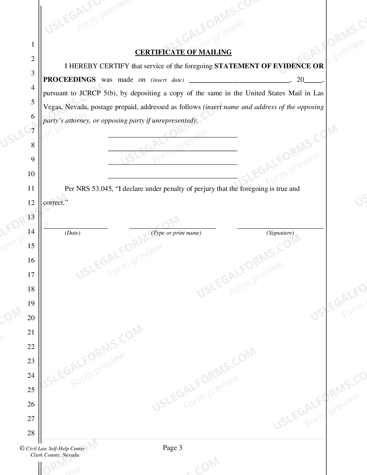 Preview Statement of Evidence or Proceedings - Nonfillable Form