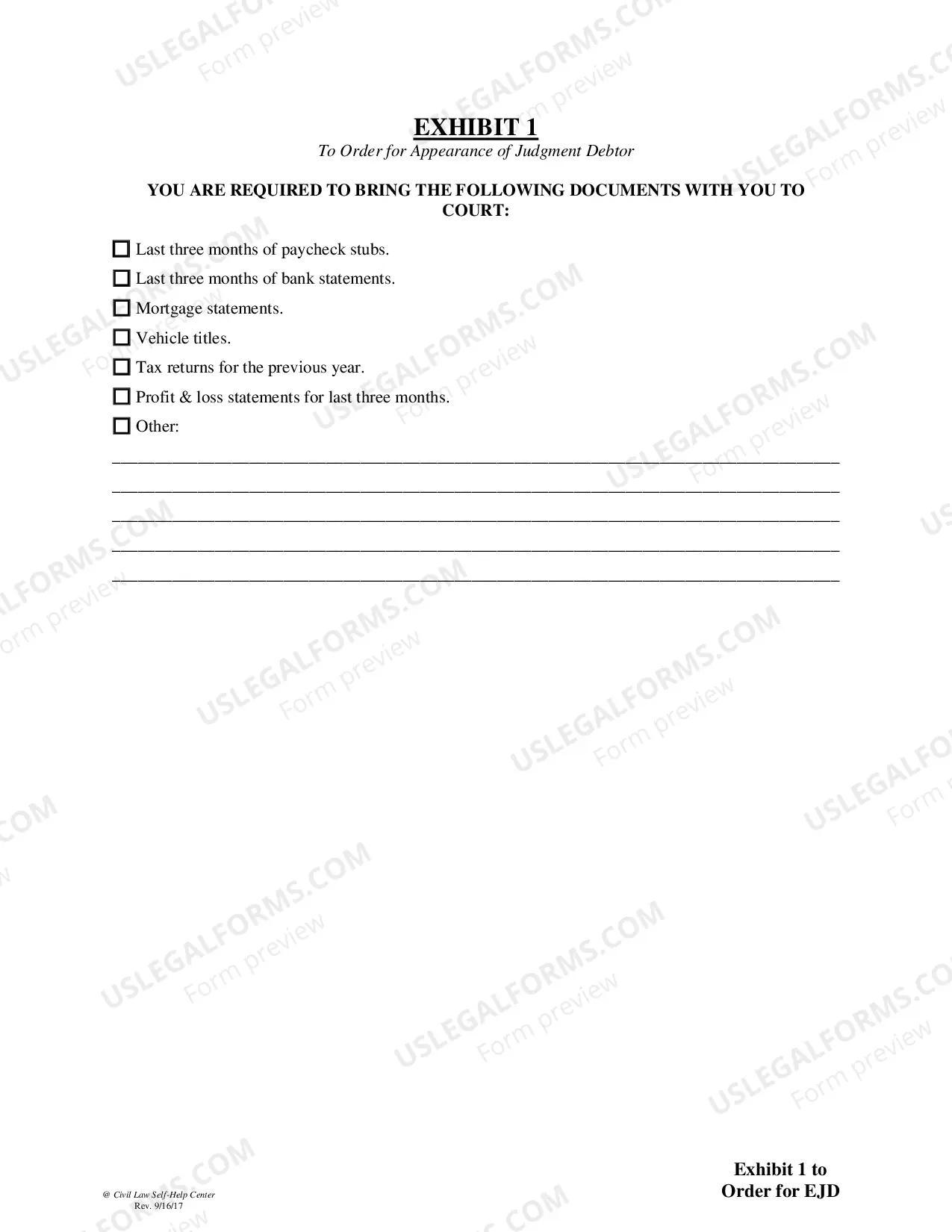 Preview Motion for Examination of Judgment Debtor - Fillable Form