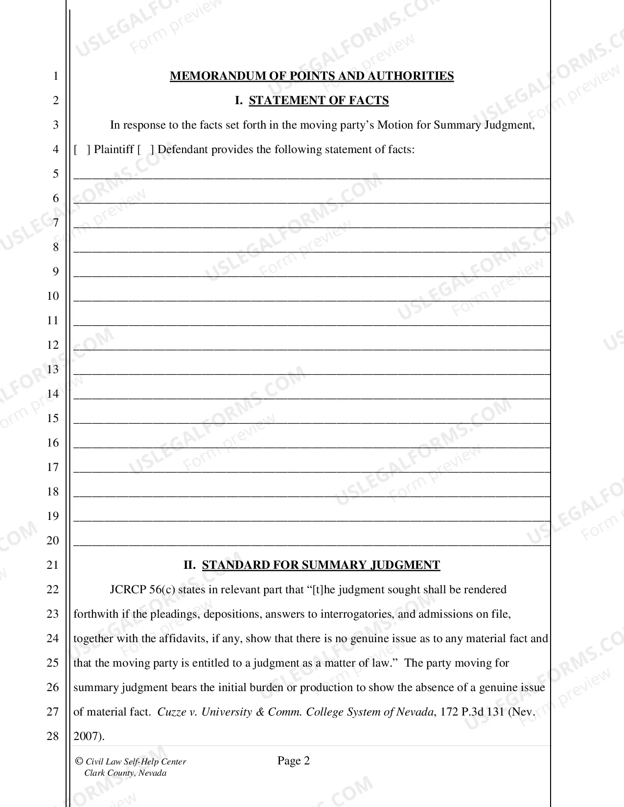 Preview Opposition to Motion for Summary Judgment - Fillable Form