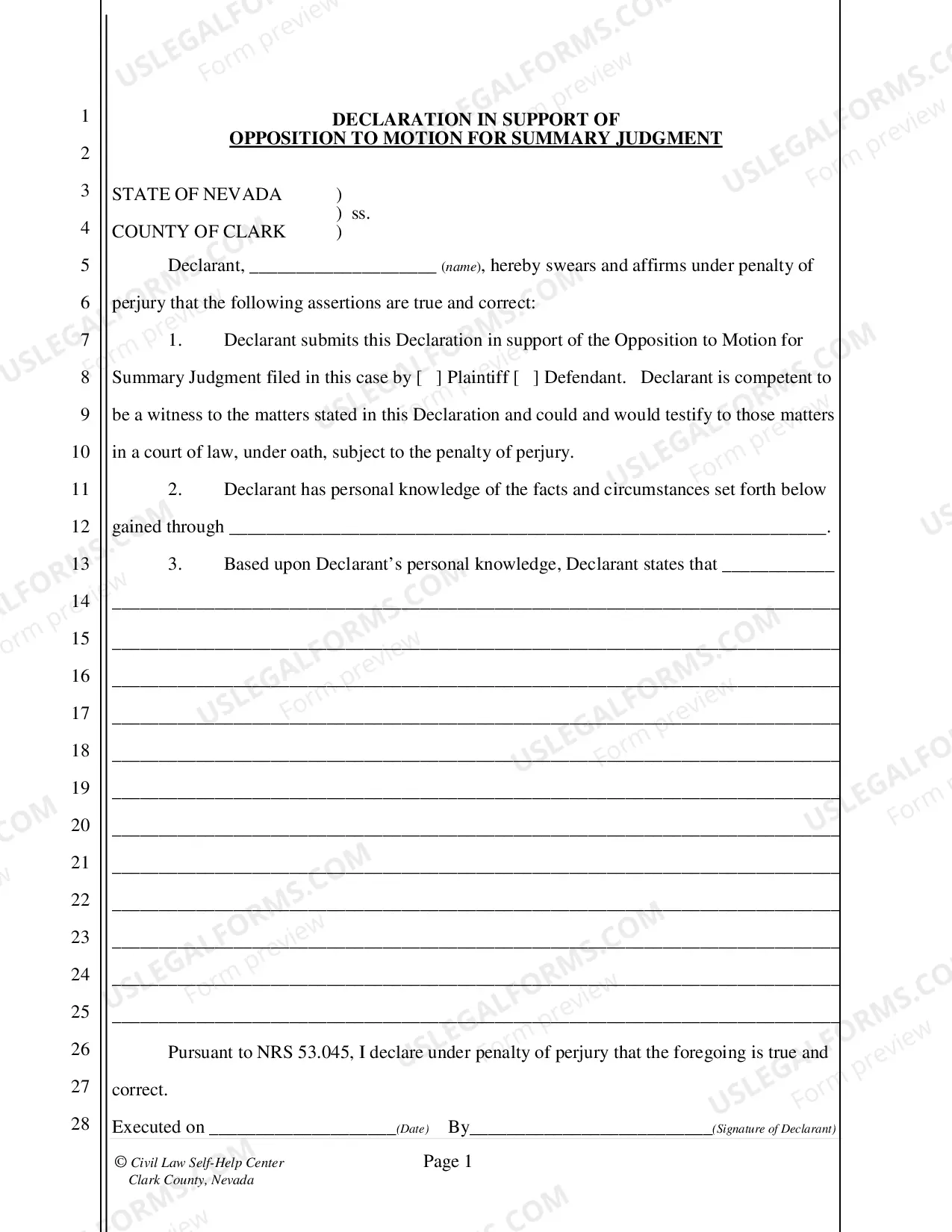 Preview Opposition to Motion for Summary Judgment - Fillable Form
