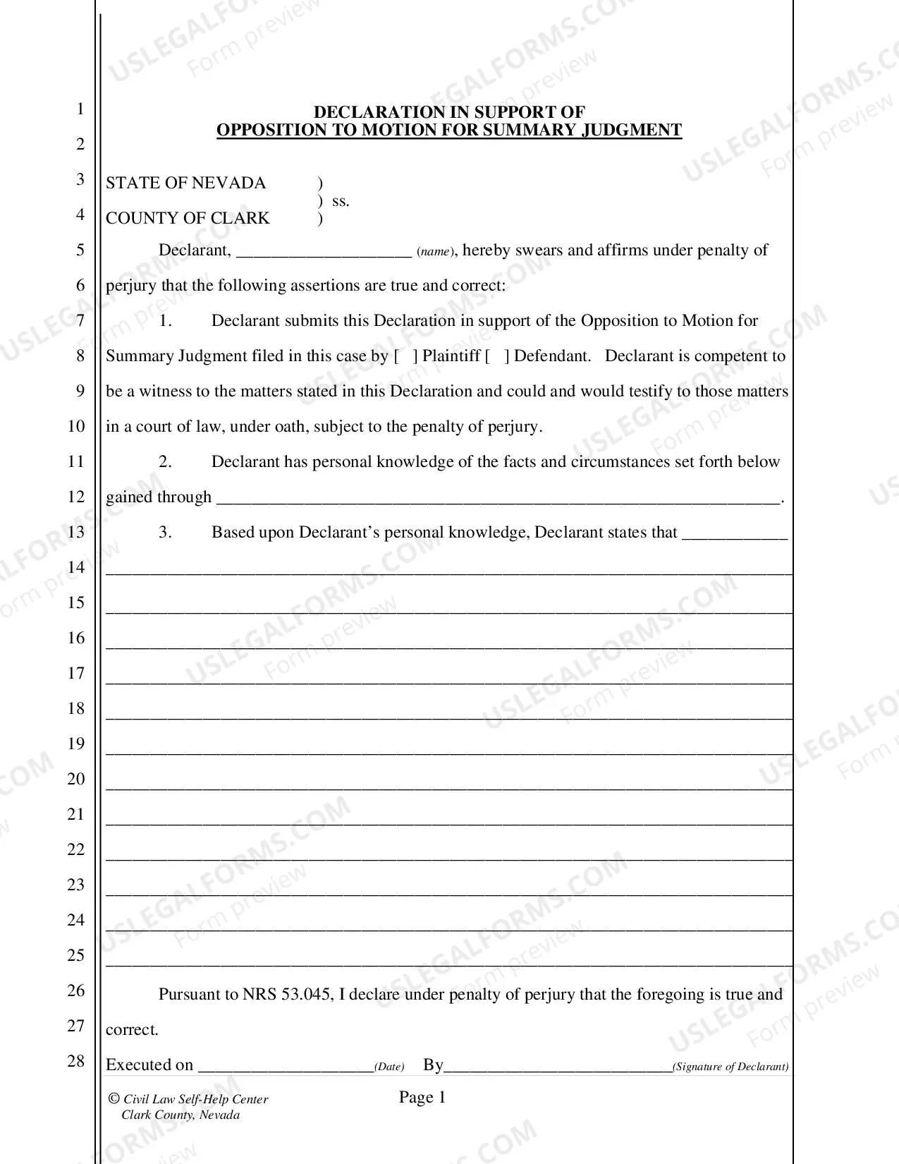 Preview Opposition to Motion for Summary Judgment - Nonfillable Form