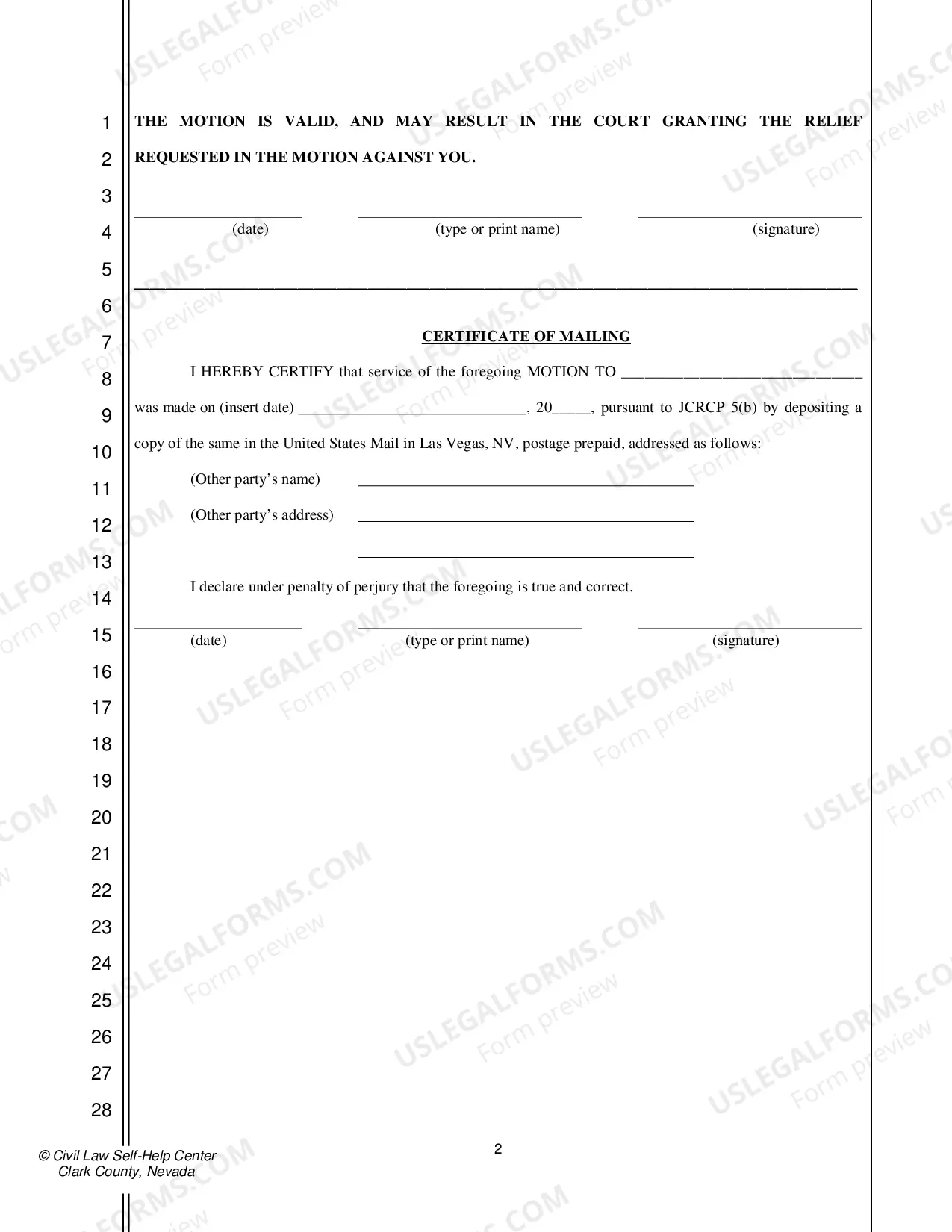 Preview Motion - Generic - Nonfillable Form