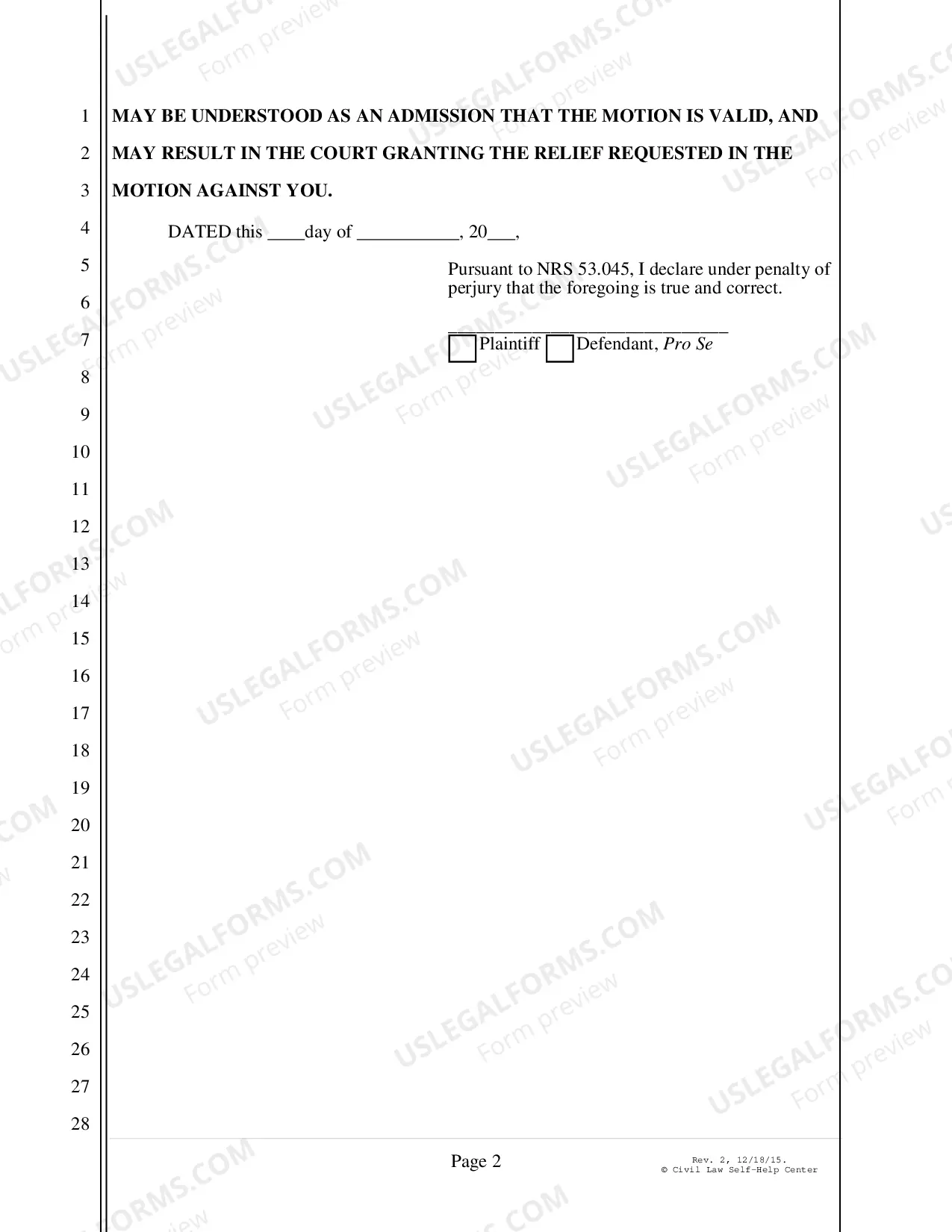Preview Notice of Motion - Nonfillable Form