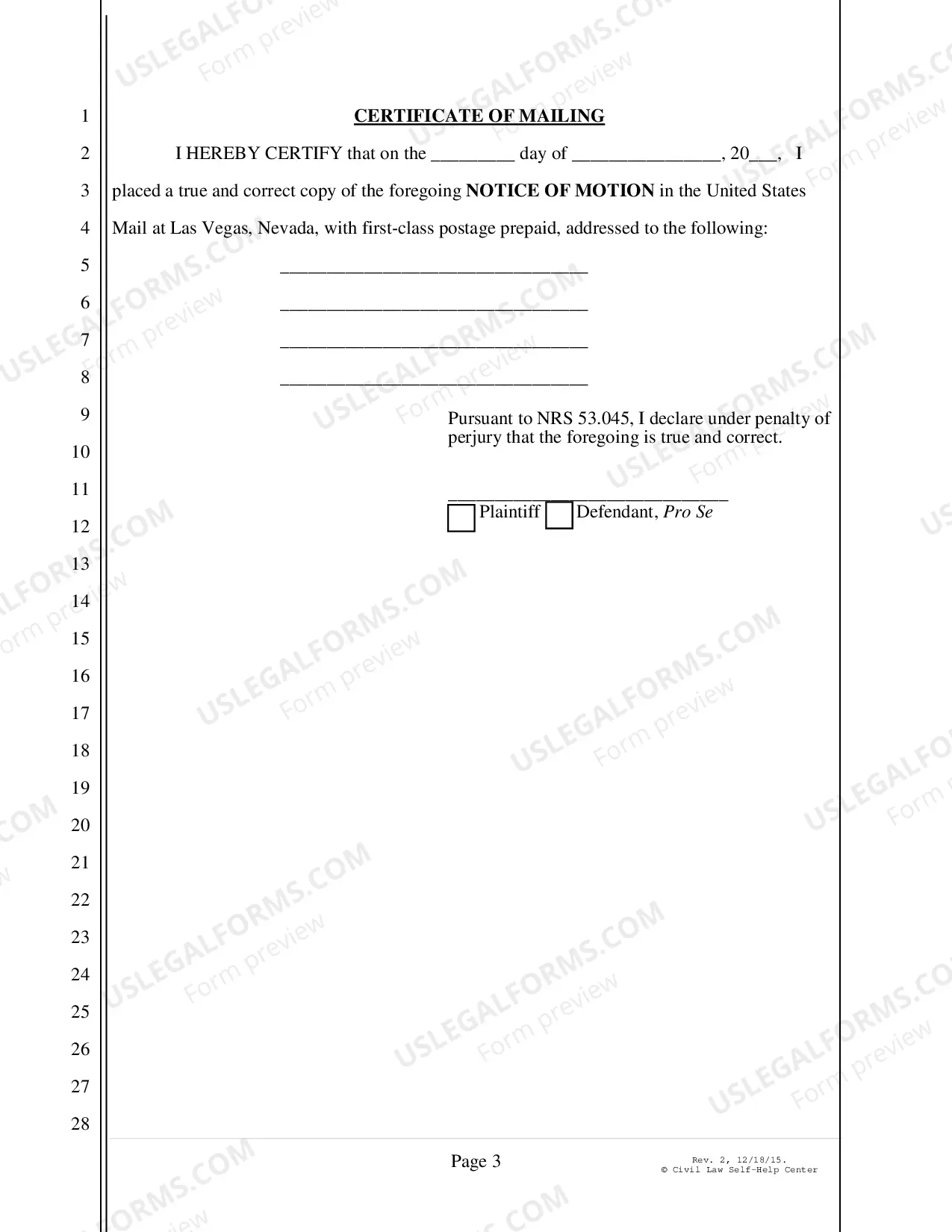 Preview Notice of Motion - Nonfillable Form