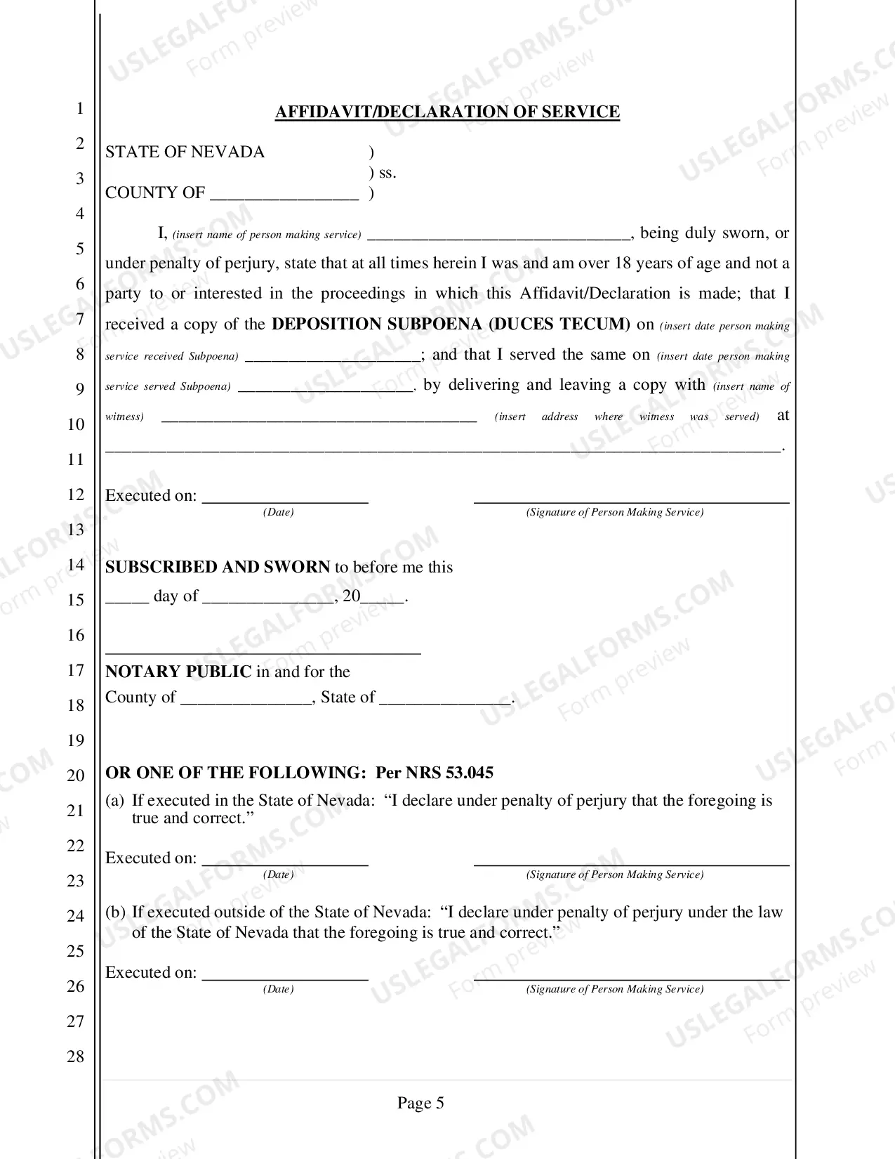 Preview Subpeona for Appearance at Deposition (with Documents) - Nonfillable Form