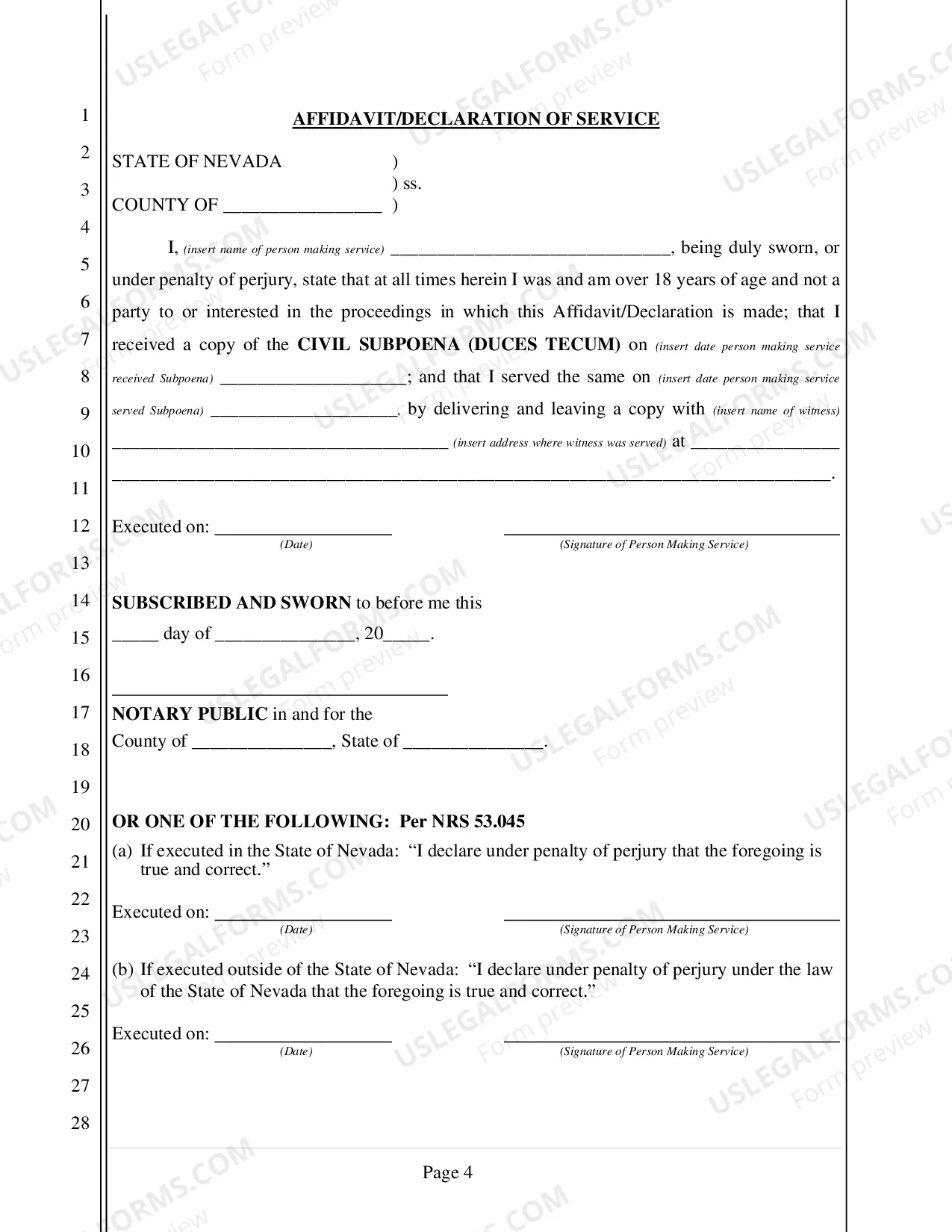 Preview Subpoena for Attendance at Trial or Hearing (with Documents) - Nonfillable Form