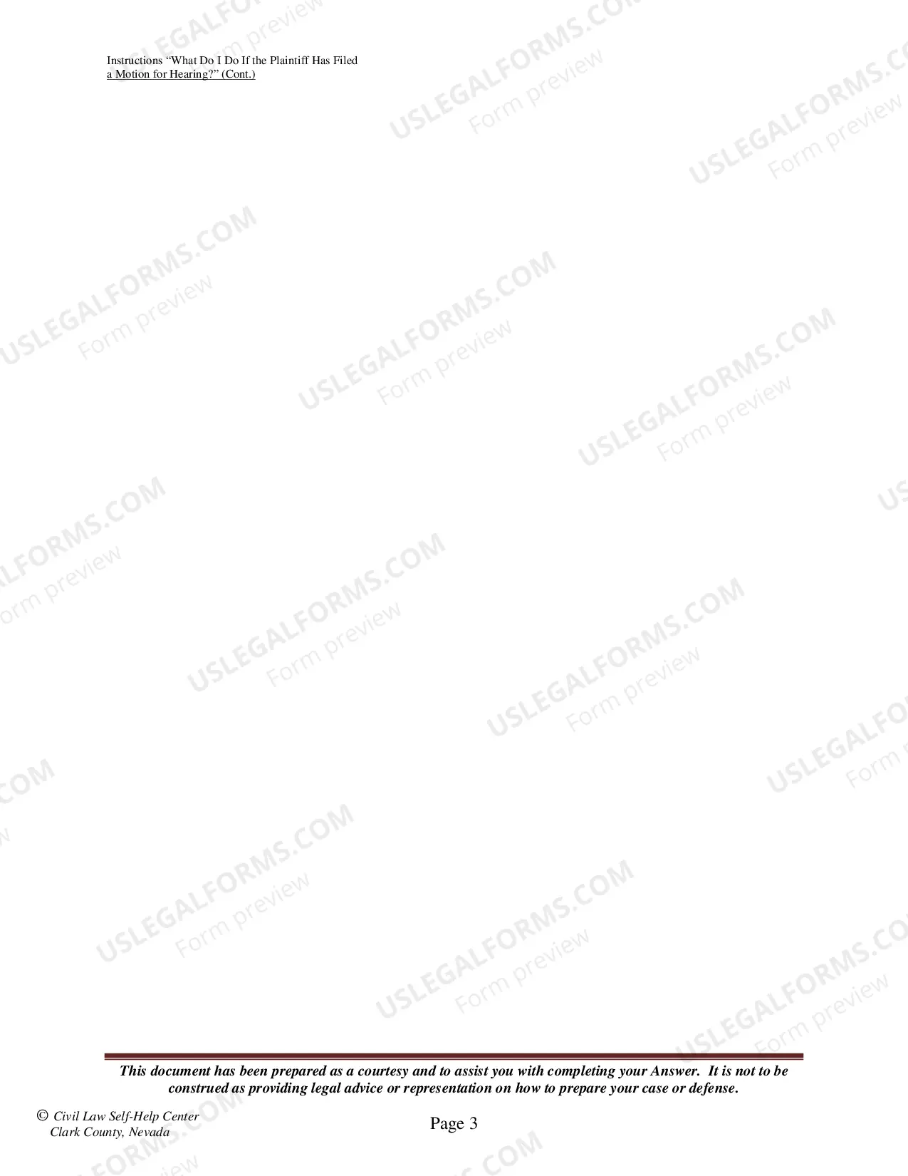 Preview Order Regarding Claim of Exemption from Execution - Instructions
