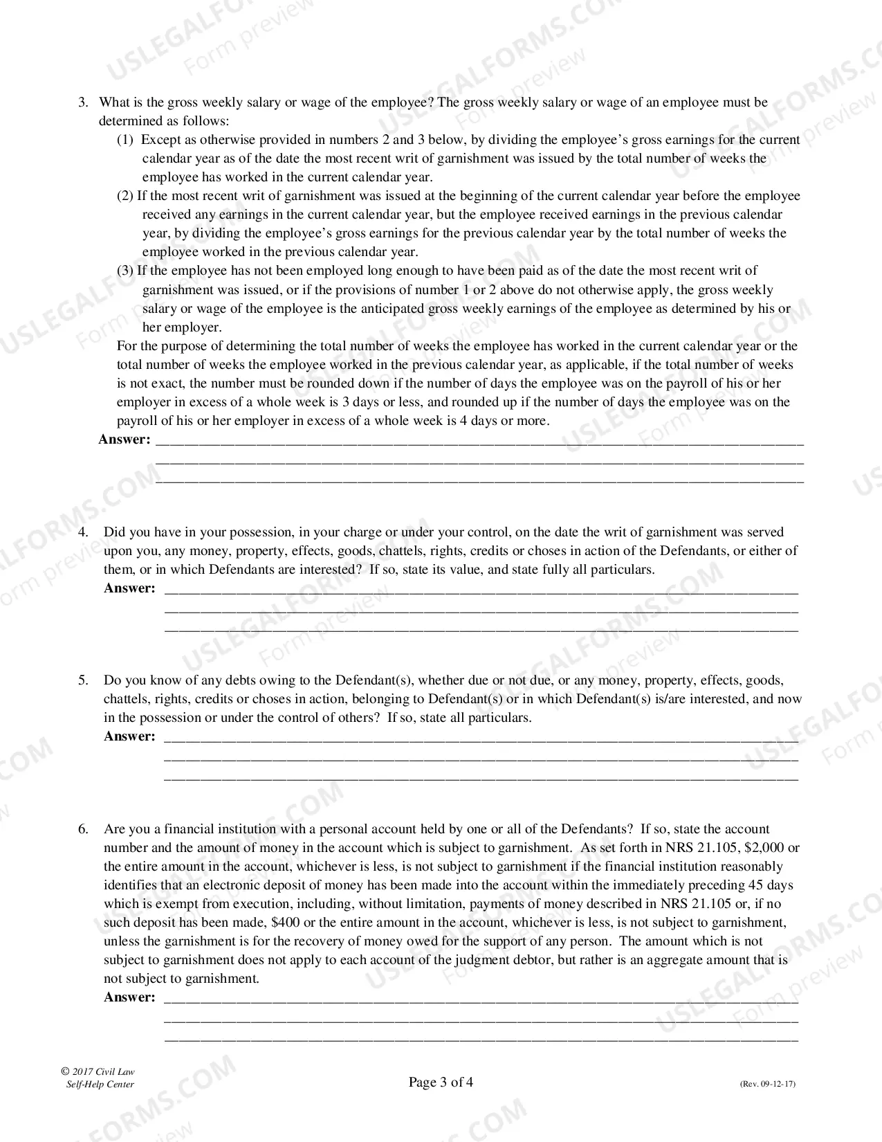 Preview Writ of Garnishment - Fillable Form