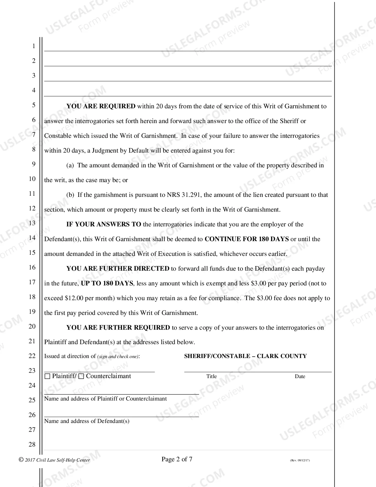 Preview Writ of Garnishment