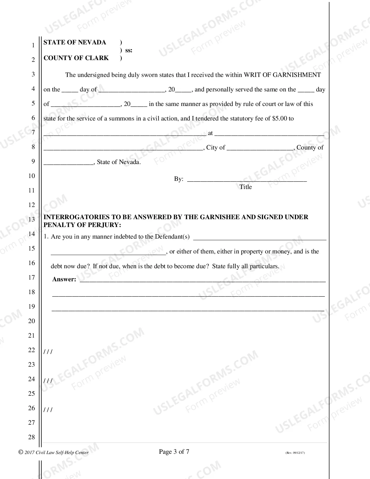 Preview Writ of Garnishment