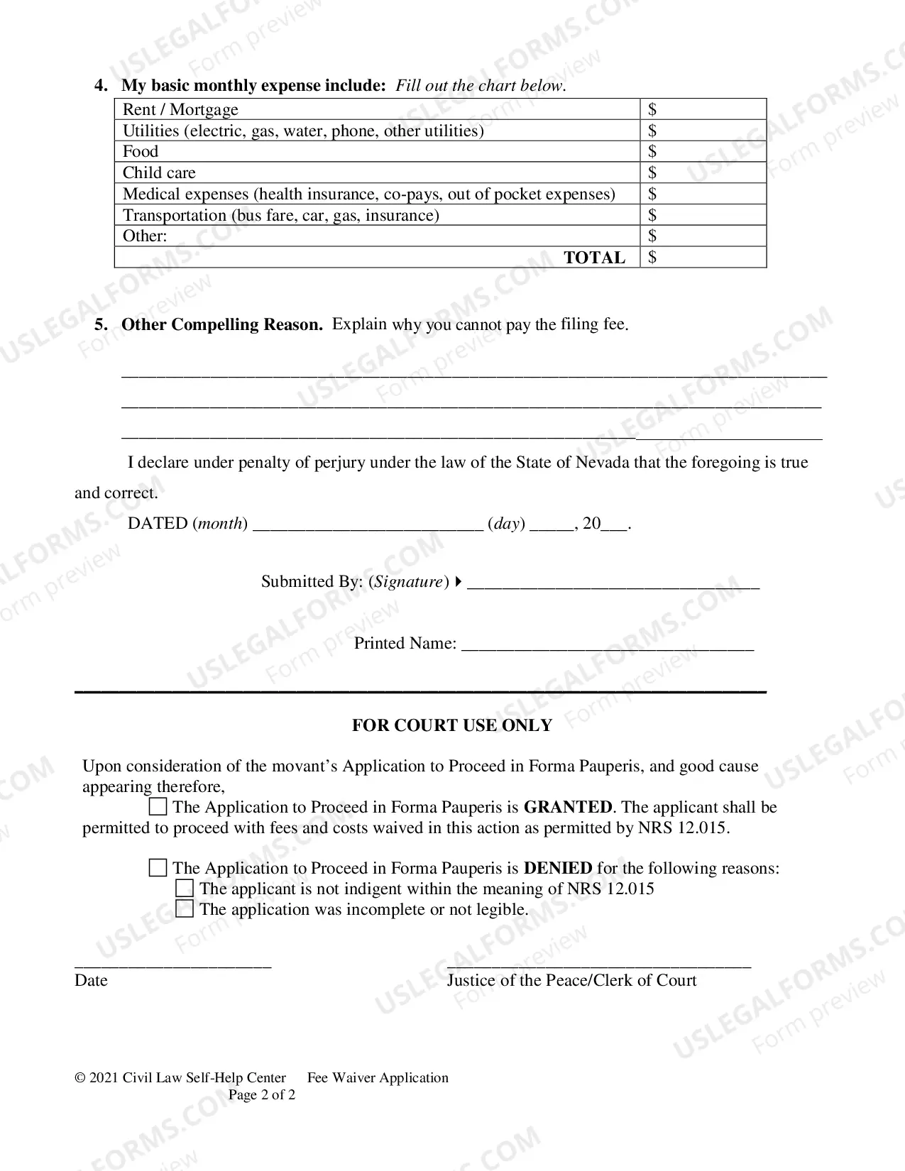 Preview Application To Proceed In Forma Pauperis
