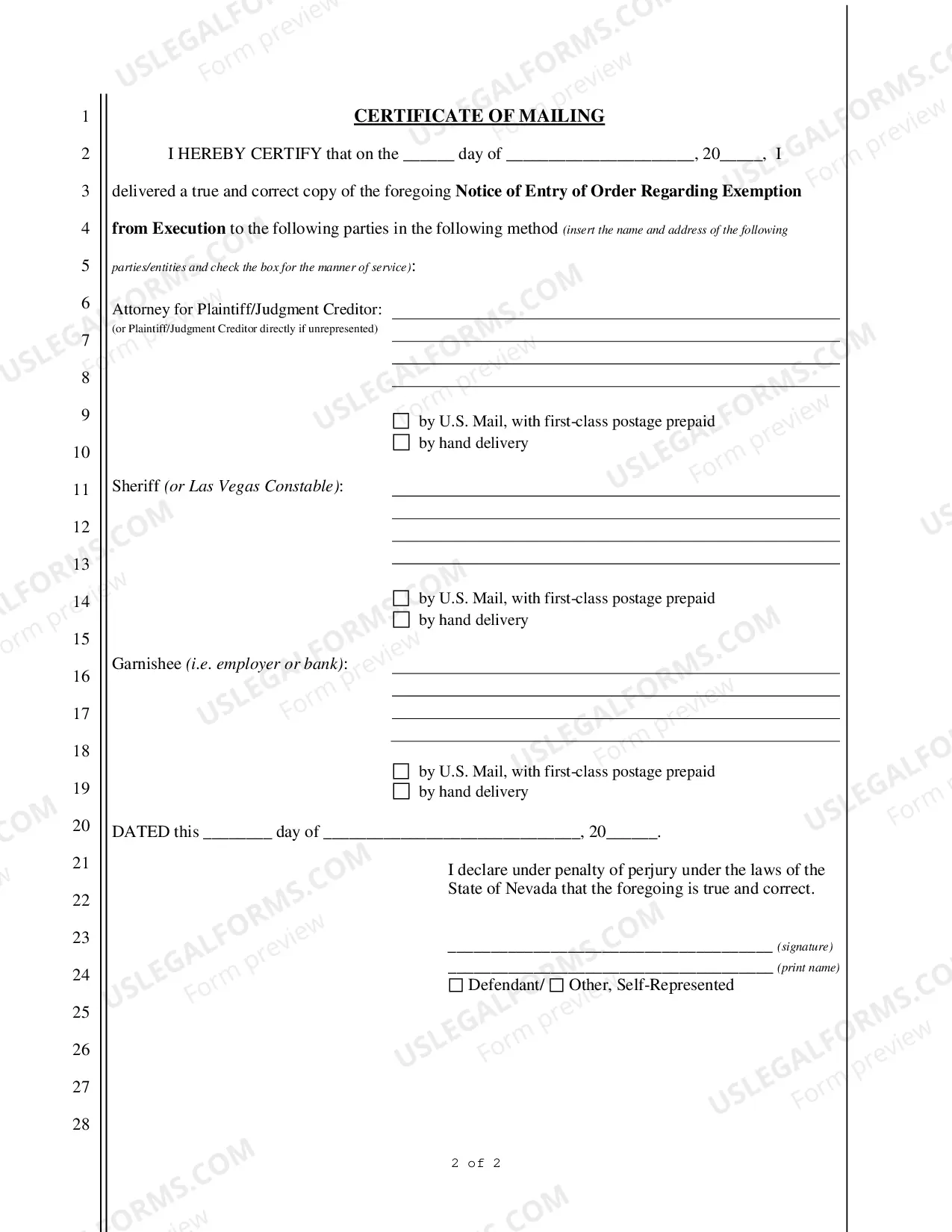 Preview CLAIM of EXEMPTION FROM EXECUTION