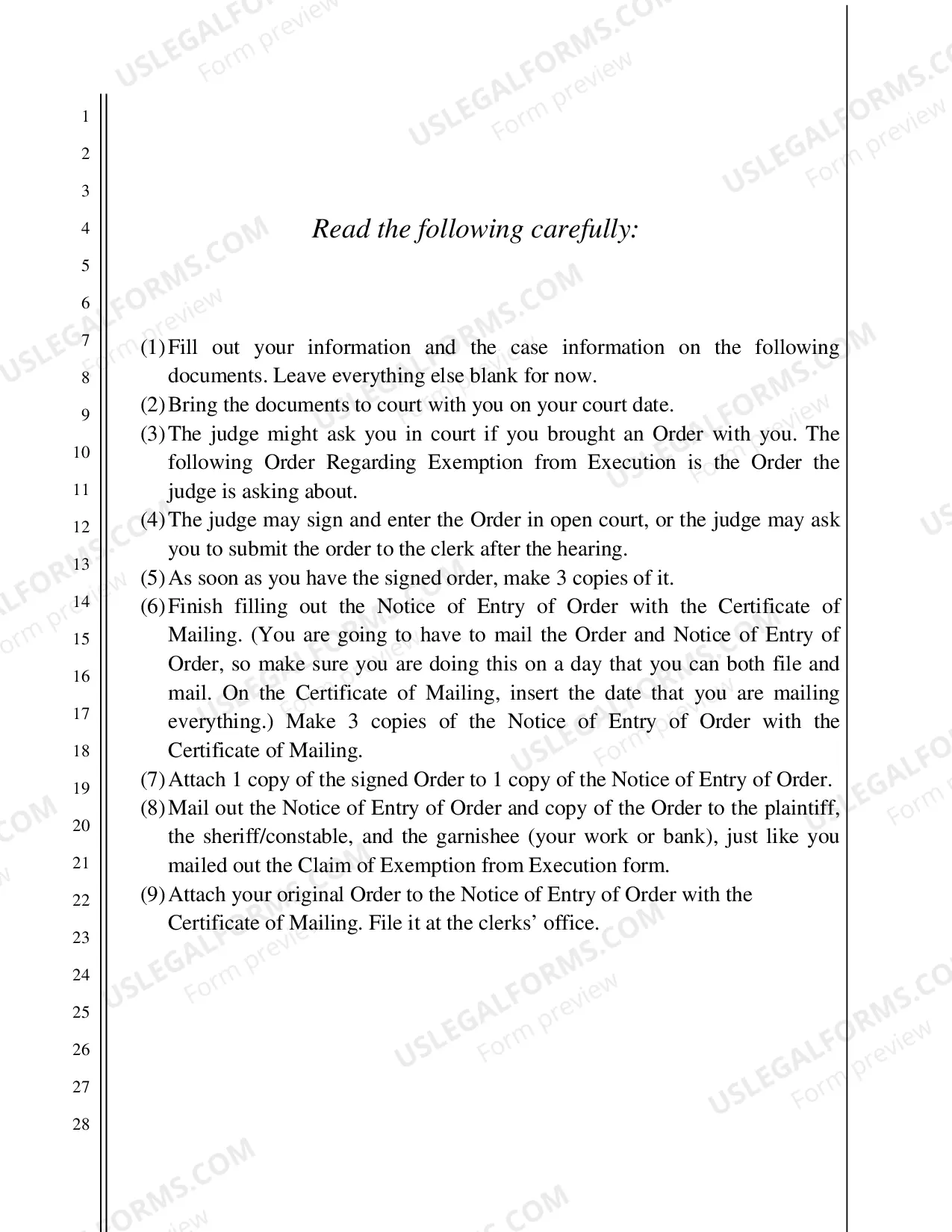 Preview CLAIM of EXEMPTION FROM EXECUTION