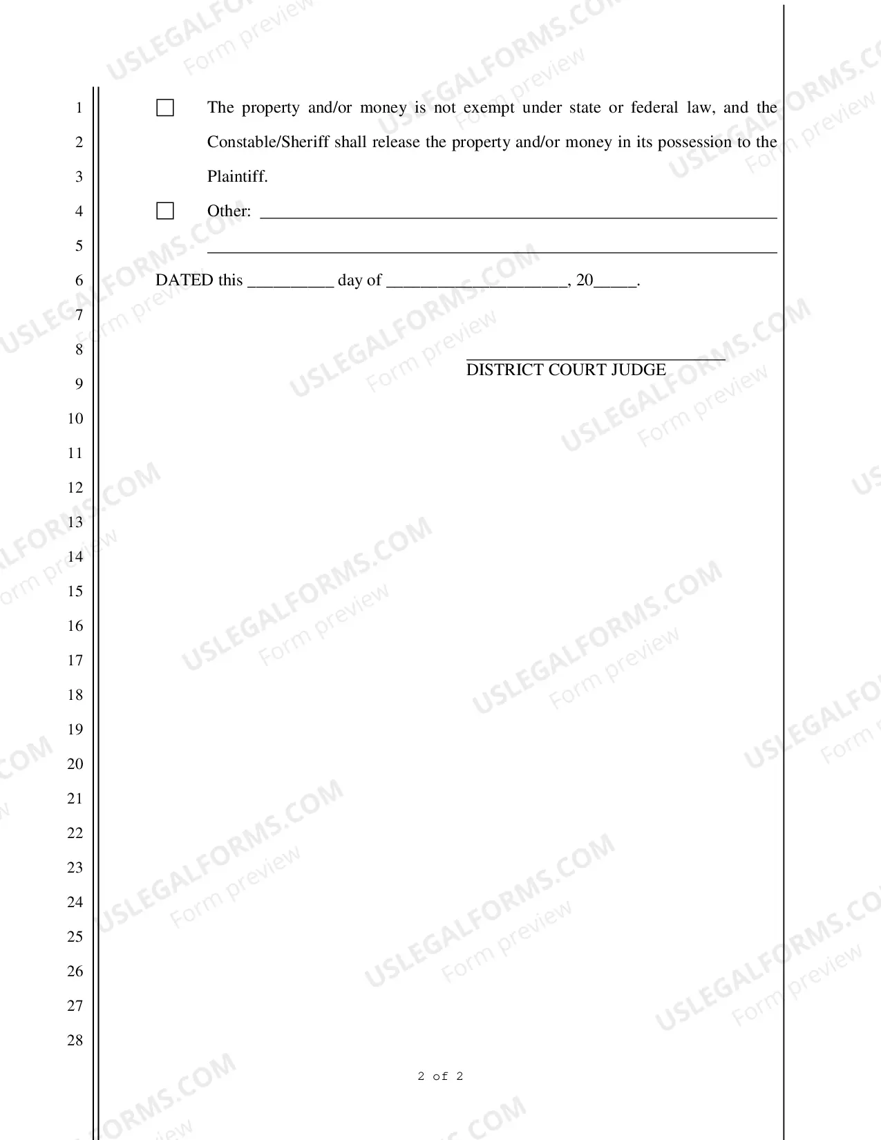Preview CLAIM of EXEMPTION FROM EXECUTION