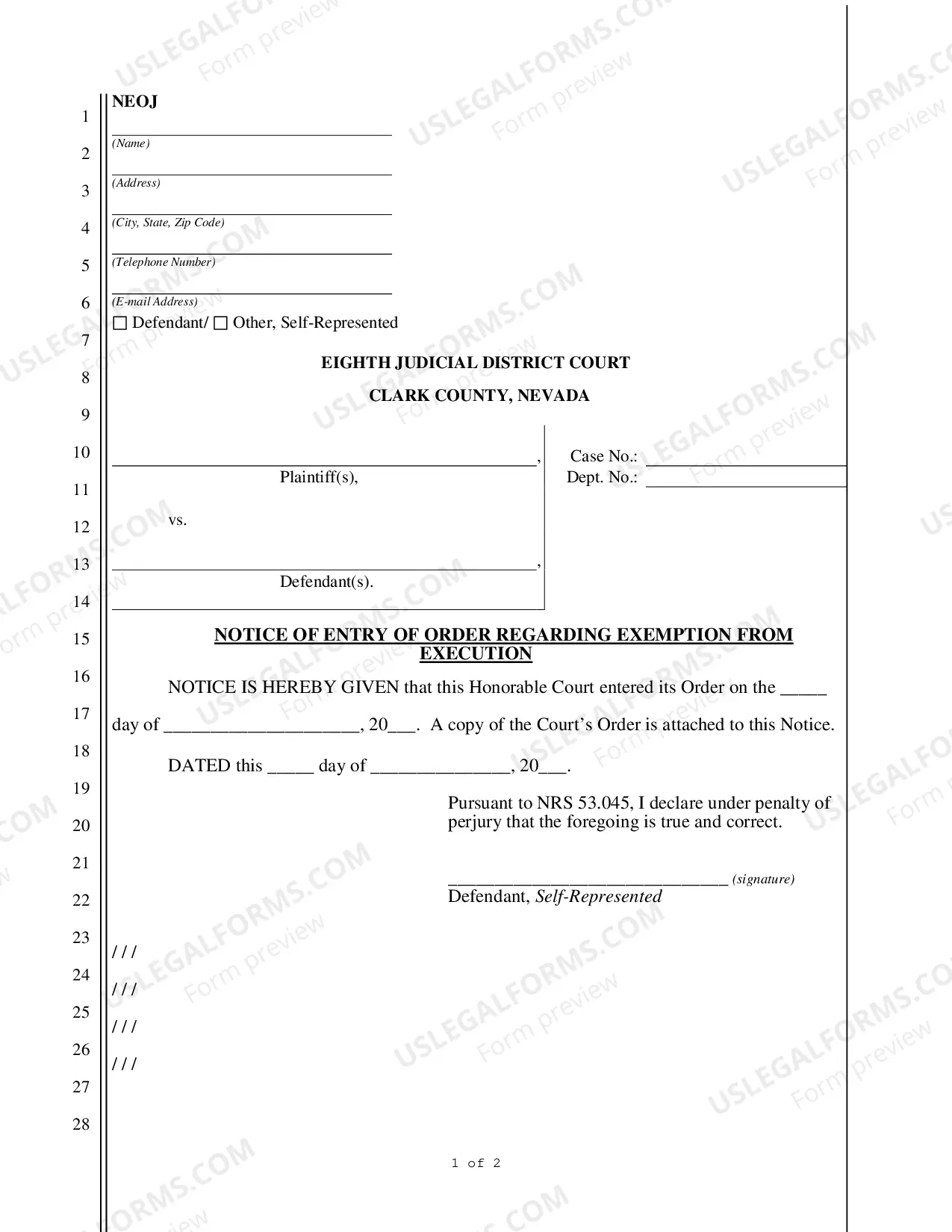 Preview CLAIM of EXEMPTION FROM EXECUTION