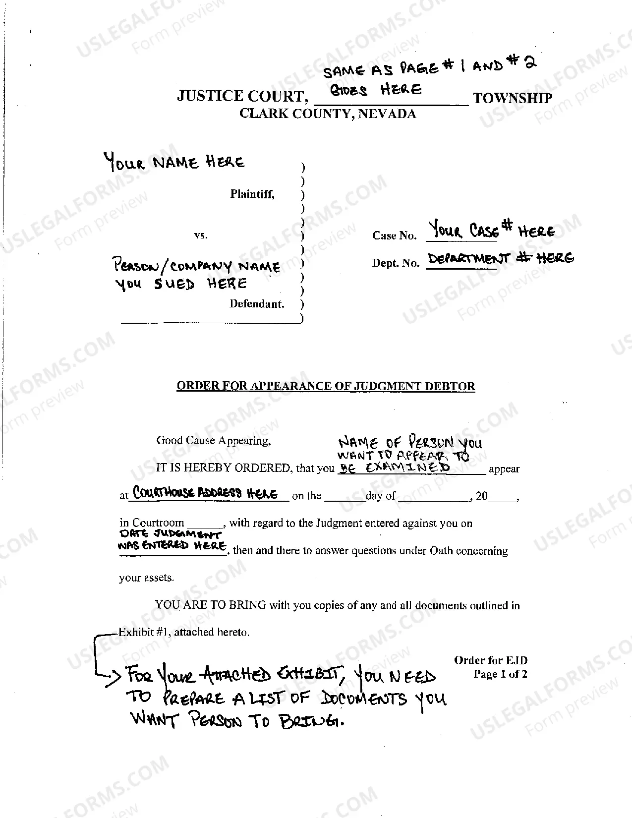 Preview MOTION FOR ORDER ALLOWING EXAMINATION of JUDGMENT DEBTOR