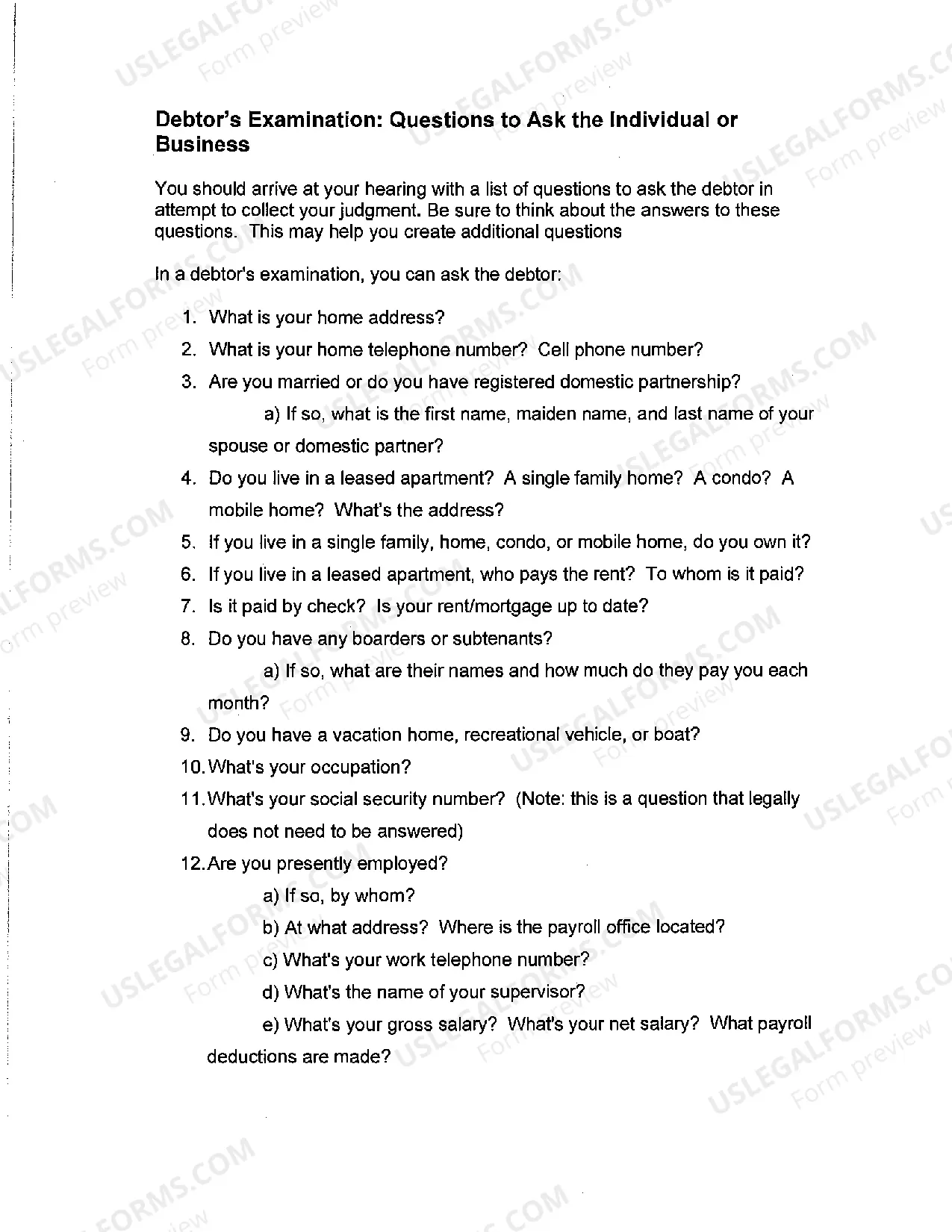 Preview MOTION FOR ORDER ALLOWING EXAMINATION of JUDGMENT DEBTOR