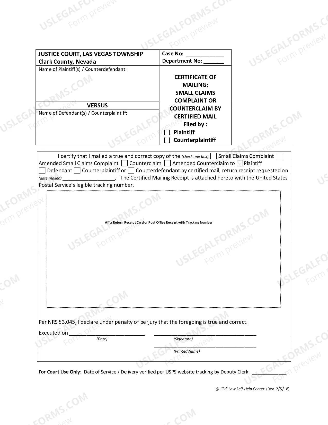 Preview MOTION FOR SERVICE of SMALL CLAIMS COMPLAINT OR COUNTERCLAIM BY CERTIFIED MAIL