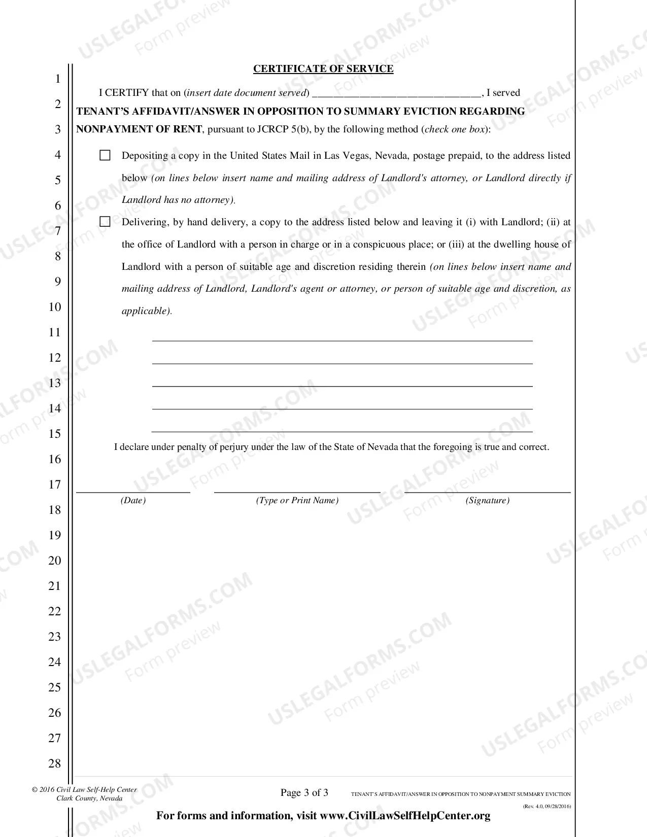 Preview Affidavit/Answer in Opposition to Summary Eviction - Nonpayment of Rent