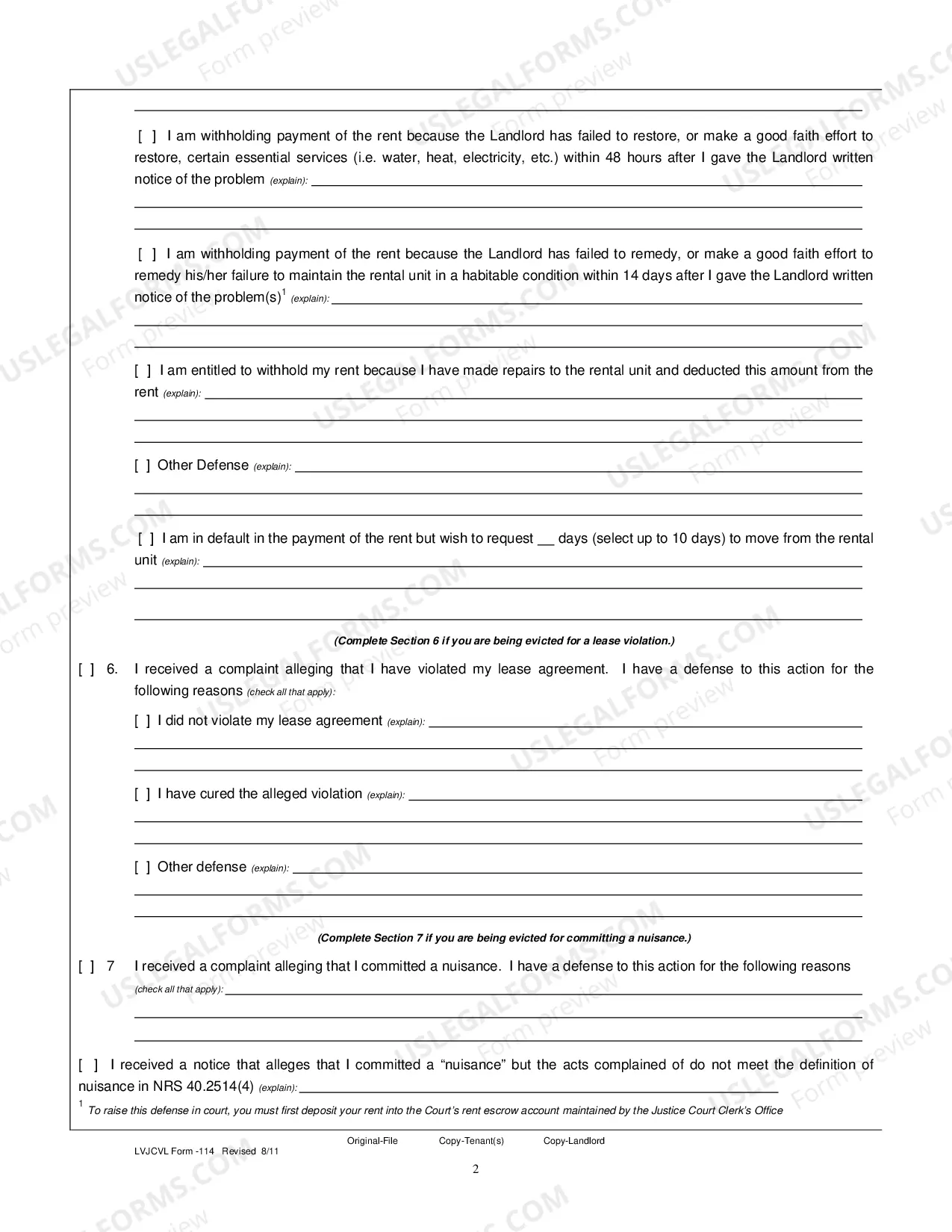 Preview Answer to Unlawful Detainer