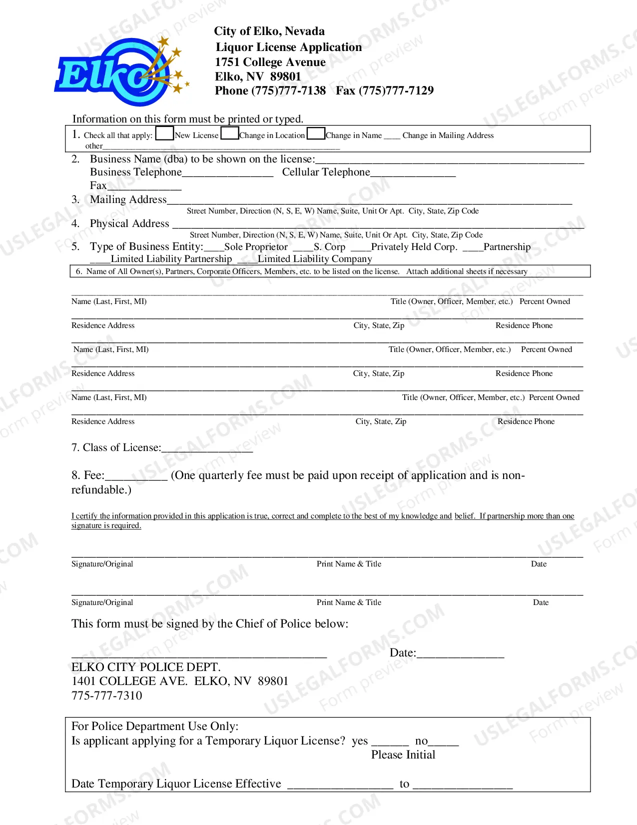Preview LIQUOR LICENSE APPLICATION PACKAGE