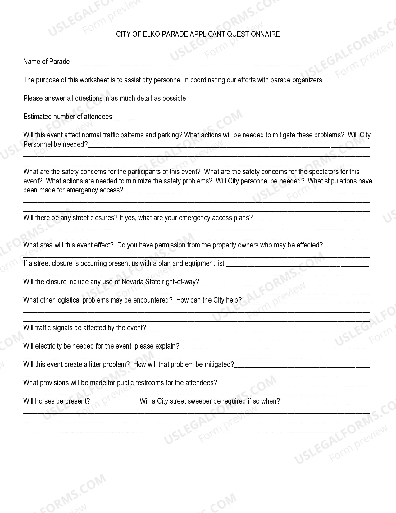 Preview PARADE PERMIT APPLICATION PACKAGE
