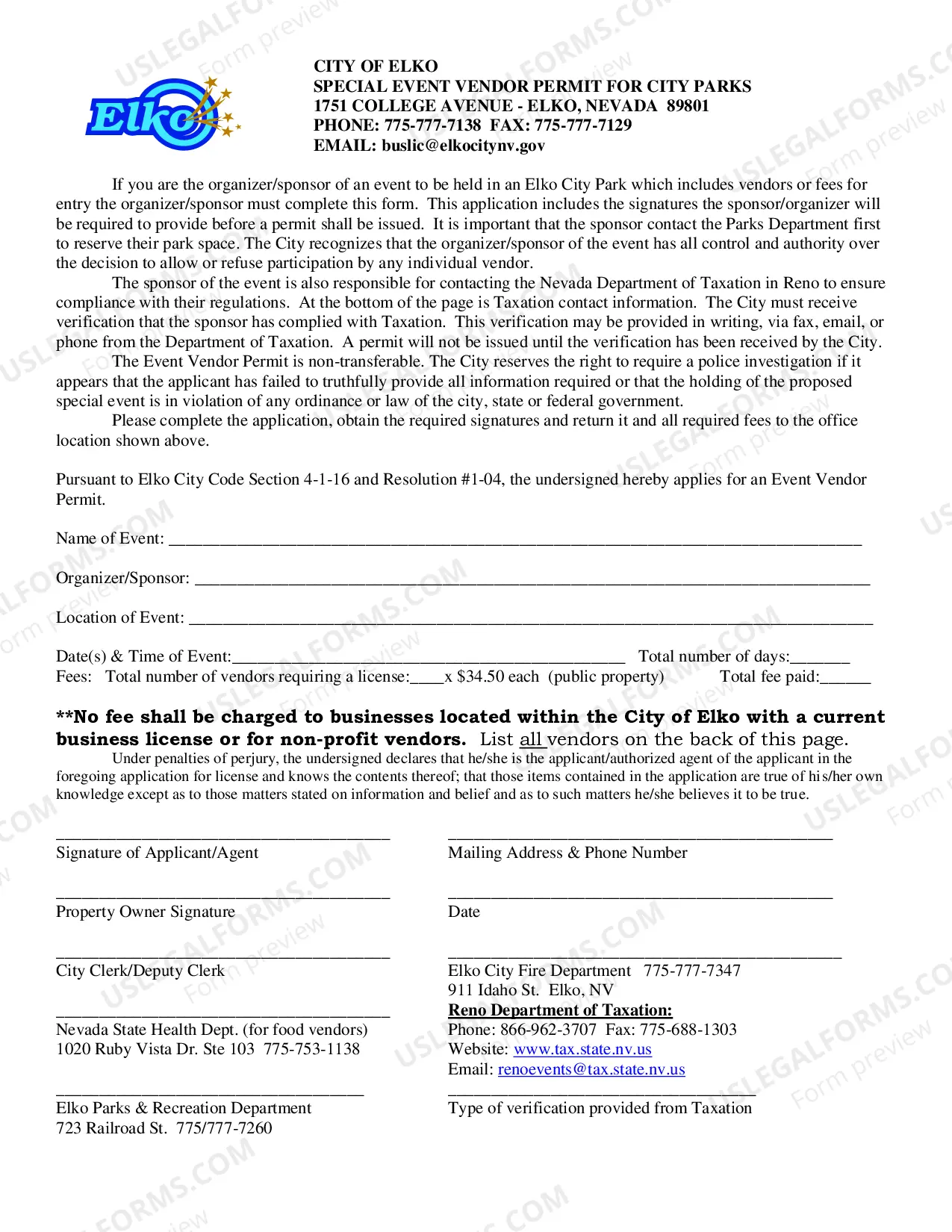 Preview PUBLIC EVENT IN CITY PARK APPLICATION
