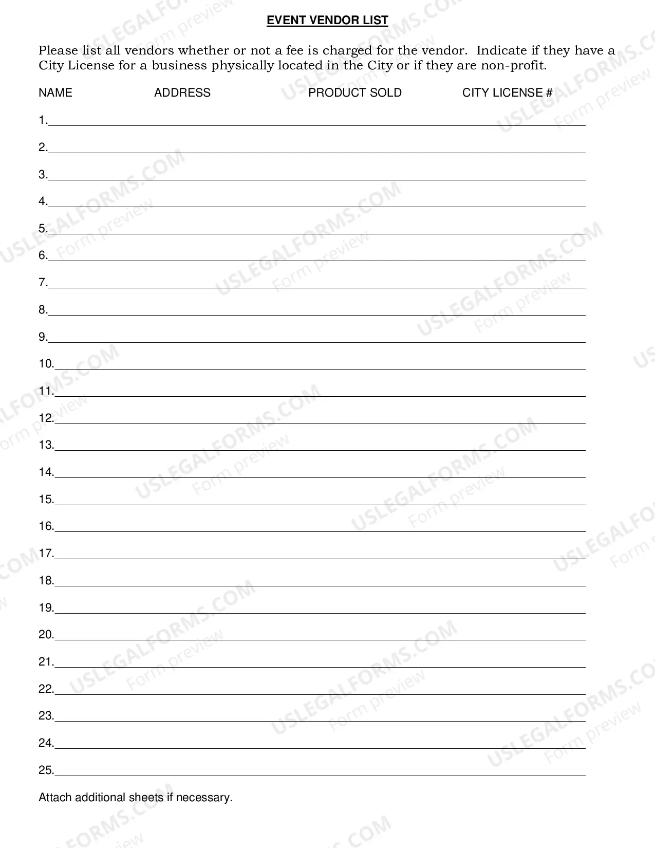 Preview SPECIAL EVENT VENDOR APPLICATION