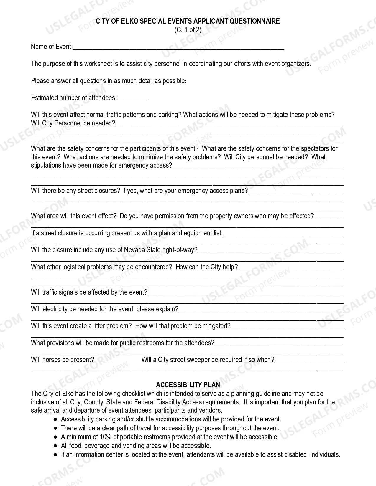 Preview SPECIAL EVENT LICENSE ON CITY PROPERTY APPLICATION