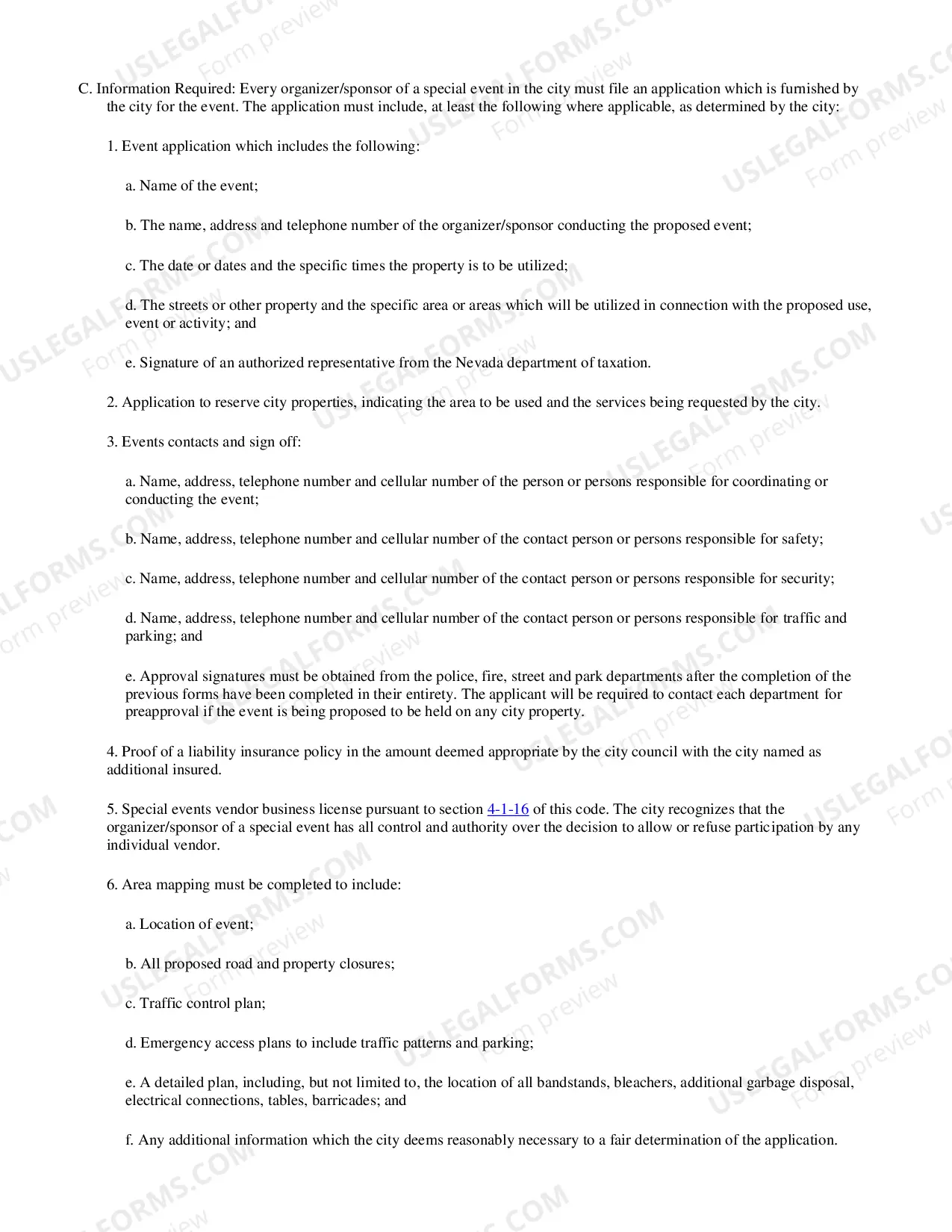 Preview SPECIAL EVENT LICENSE ON CITY PROPERTY APPLICATION