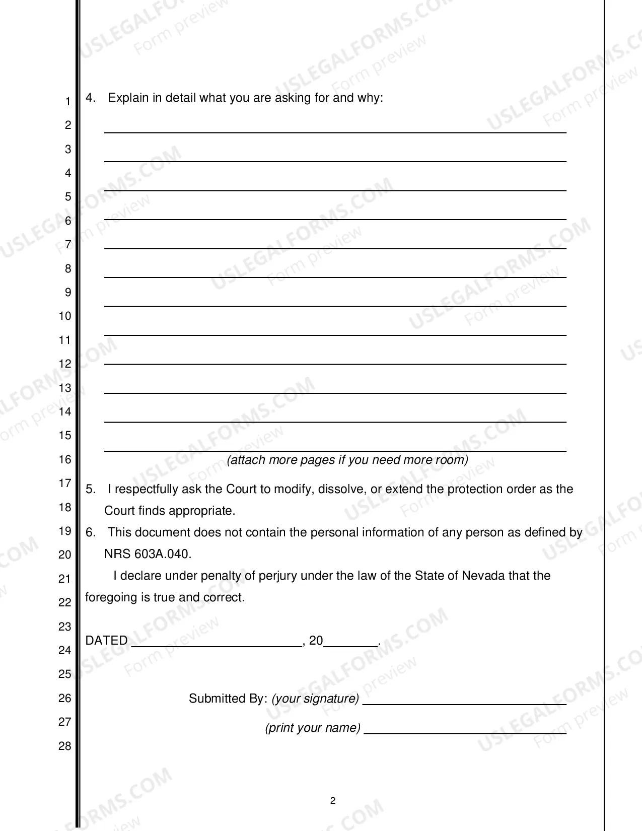 Preview Motion to Modify-Dissolve-Extend Protection Order - Domestic Violence