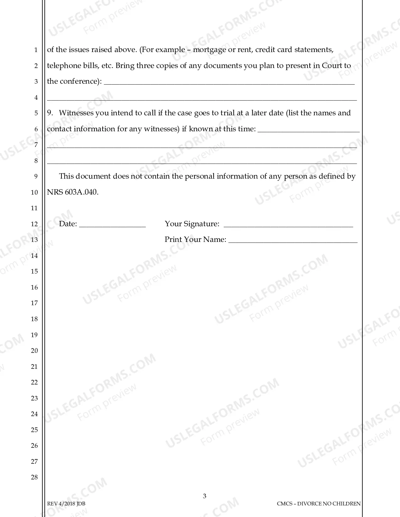 Preview Case Management Conference Statement - Divorce No Children