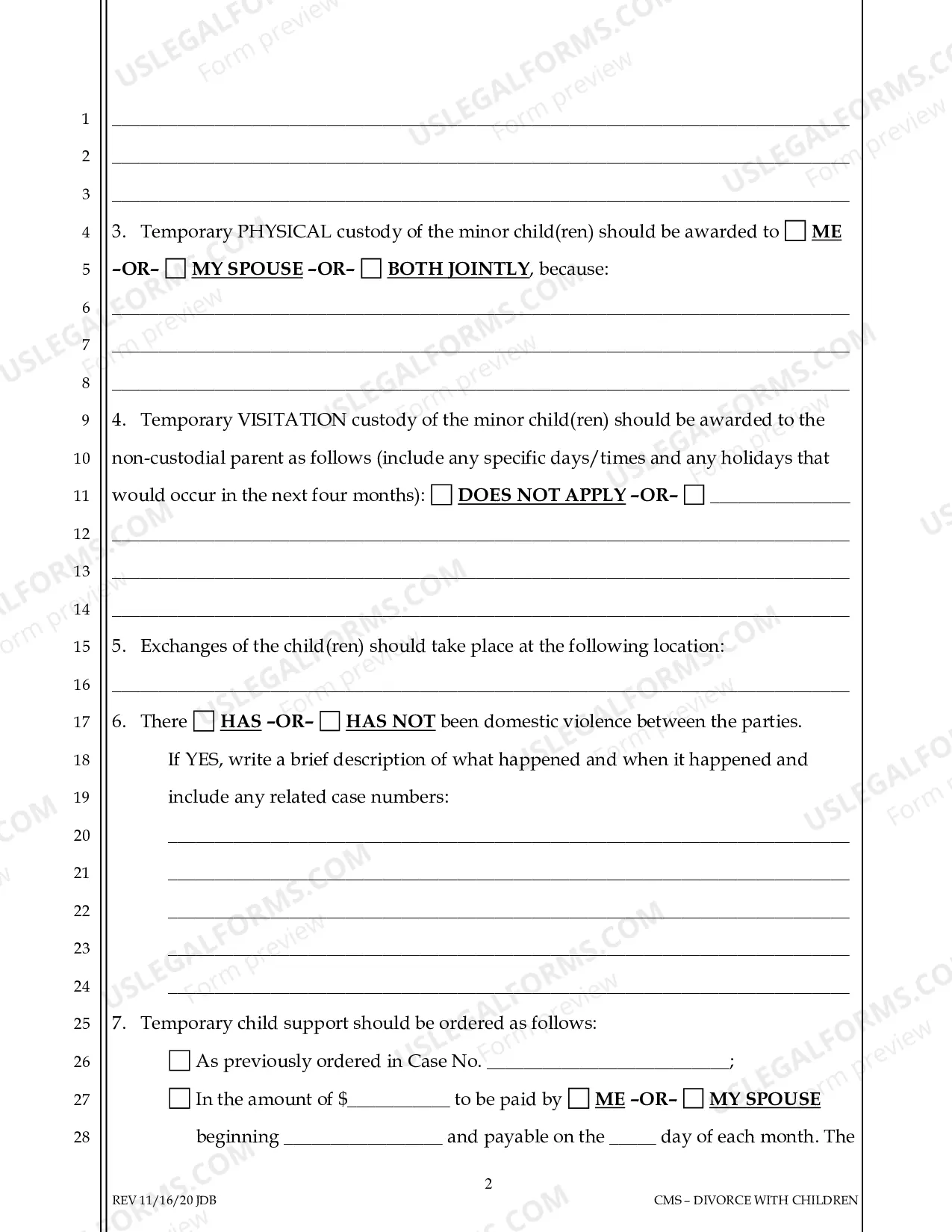 Preview Case Management Conference Statement - Divorce With Children