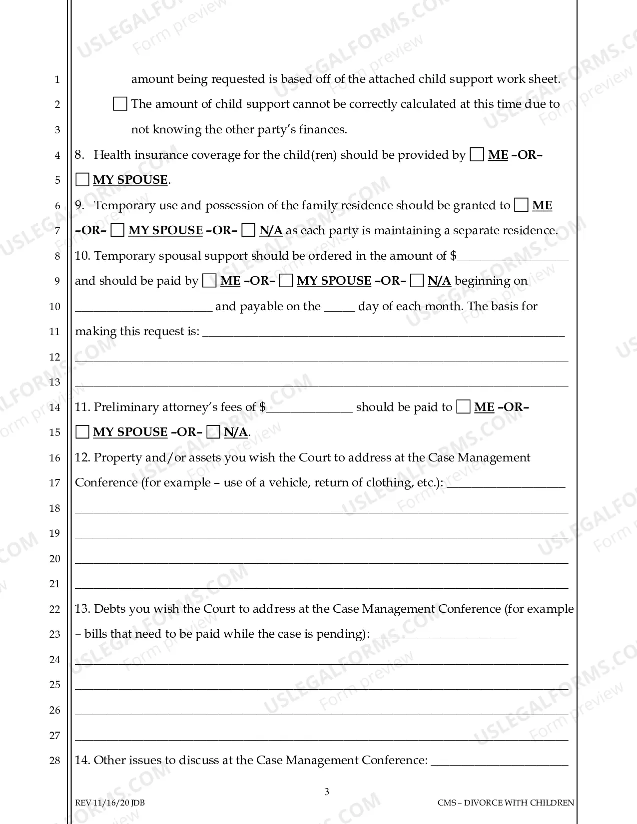 Preview Case Management Conference Statement - Divorce With Children