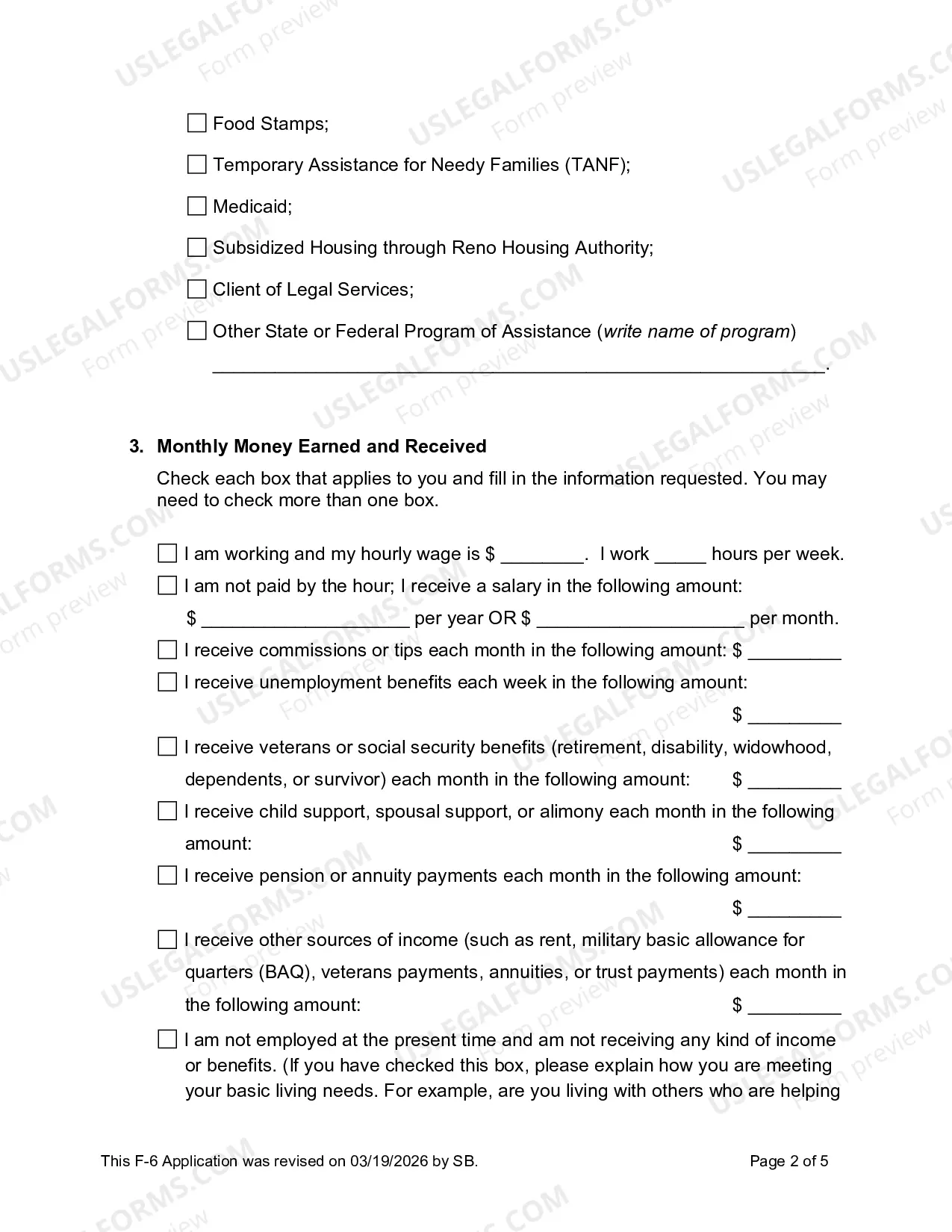 Preview Declaration In Support of Fee Waiver