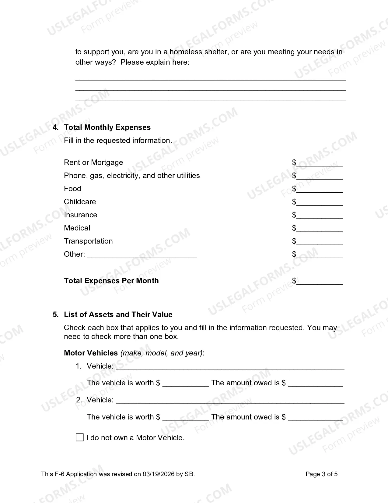 Preview Declaration In Support of Fee Waiver