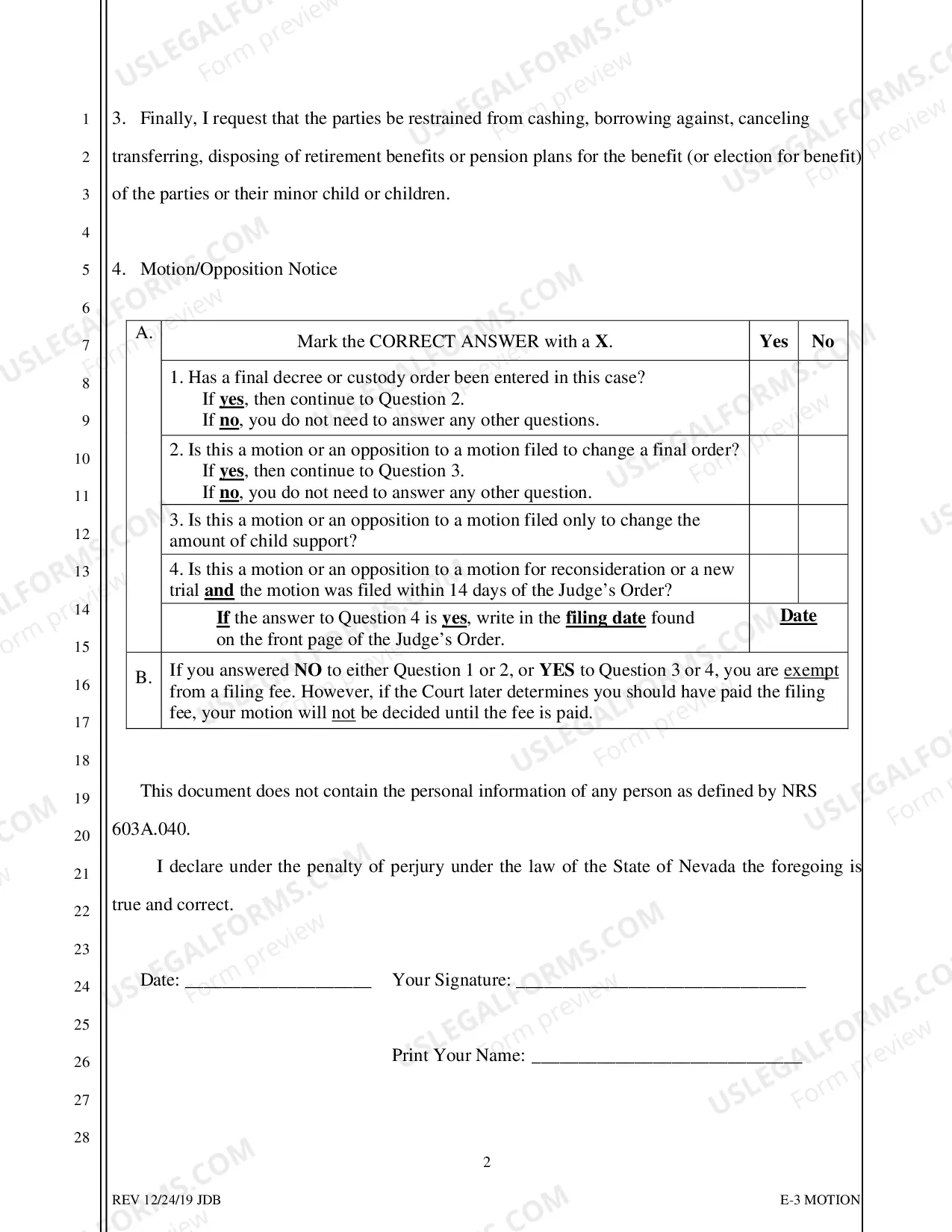 Preview Ex Parte Motion For Mutual Restraining Order