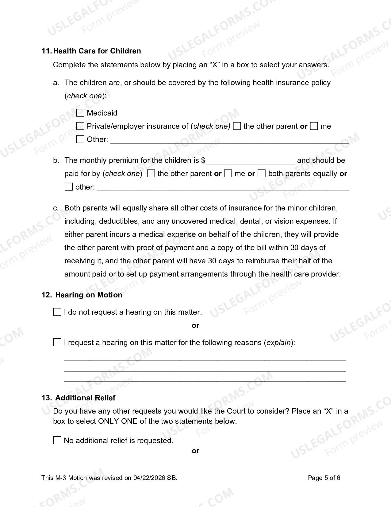Preview Motion For Review And Modification of Child Support