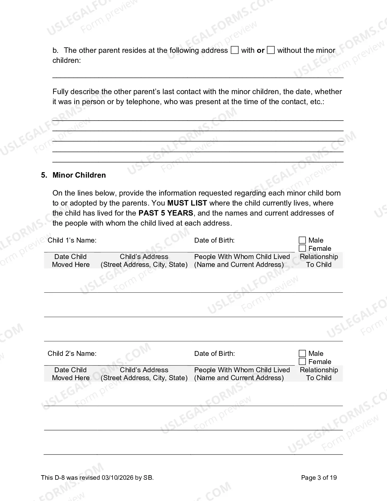 Preview Petition To Establish Visitation