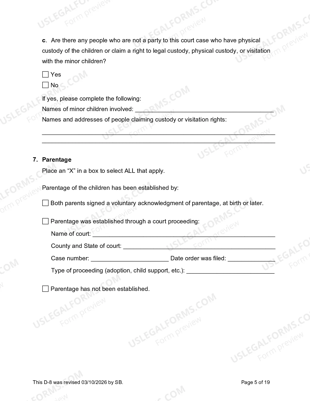 Preview Petition To Establish Visitation