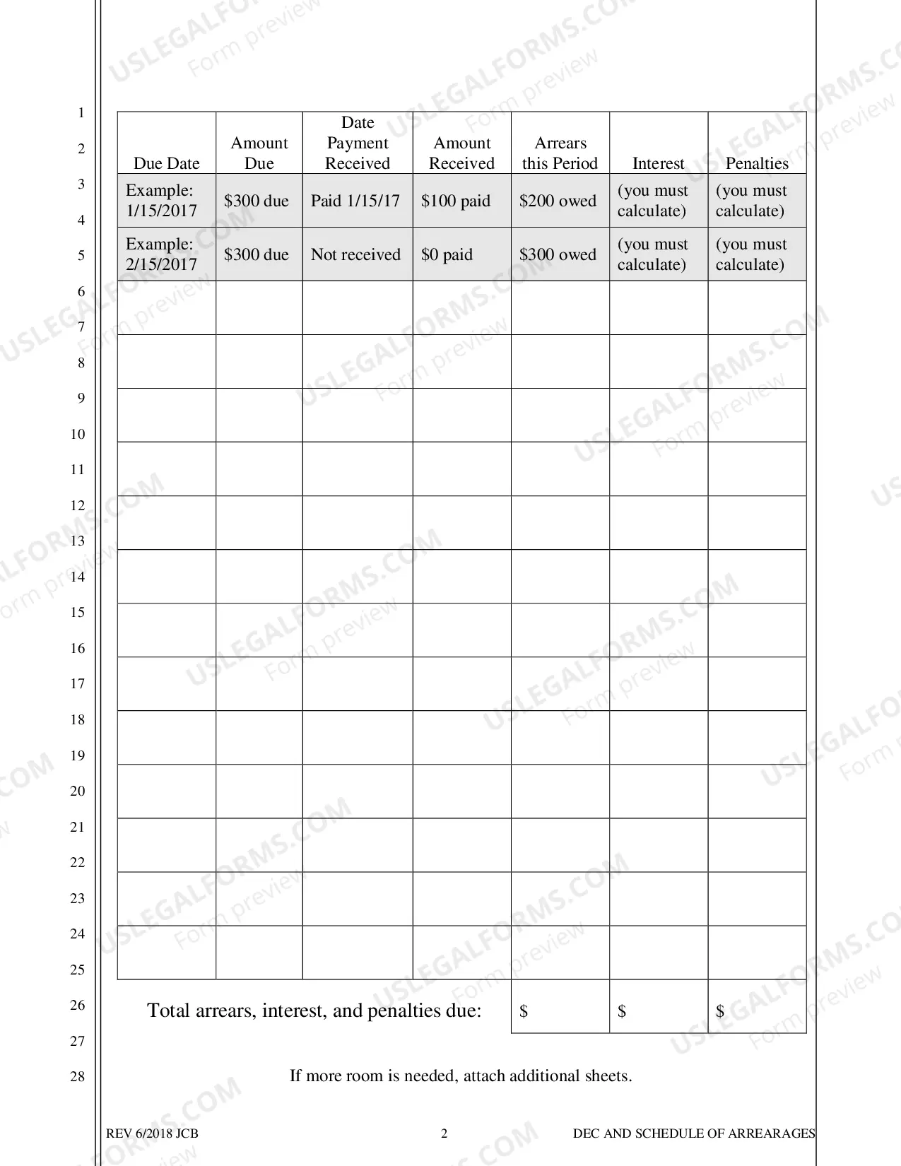 Preview F-7 Declaration and Schedule of Child Support Arrearages