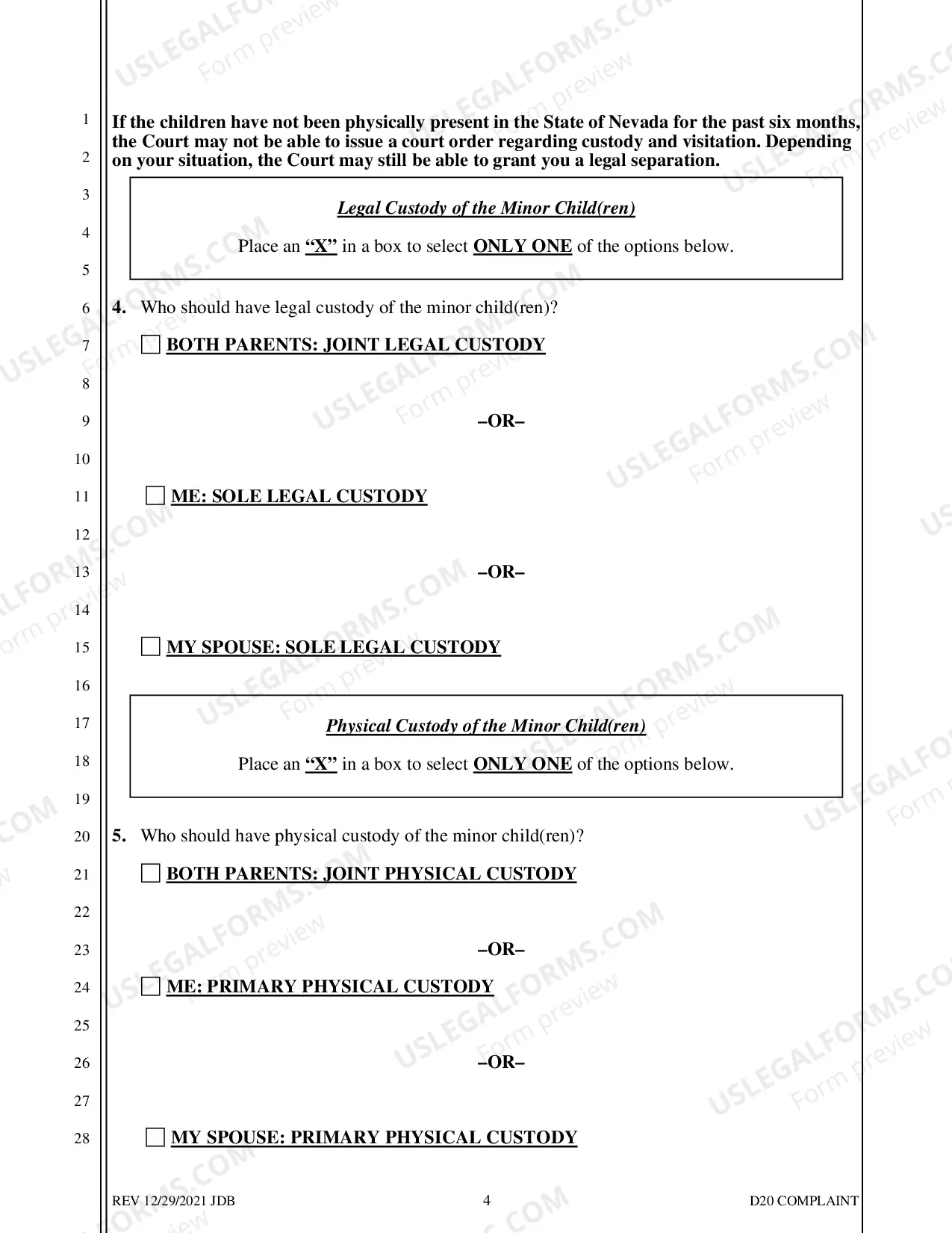 Preview D-20 Complaint for Separate Maintenance with Children