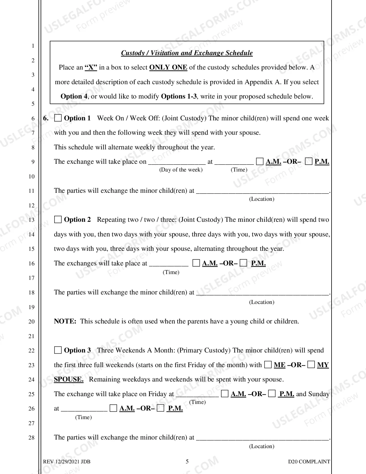 Preview D-20 Complaint for Separate Maintenance with Children