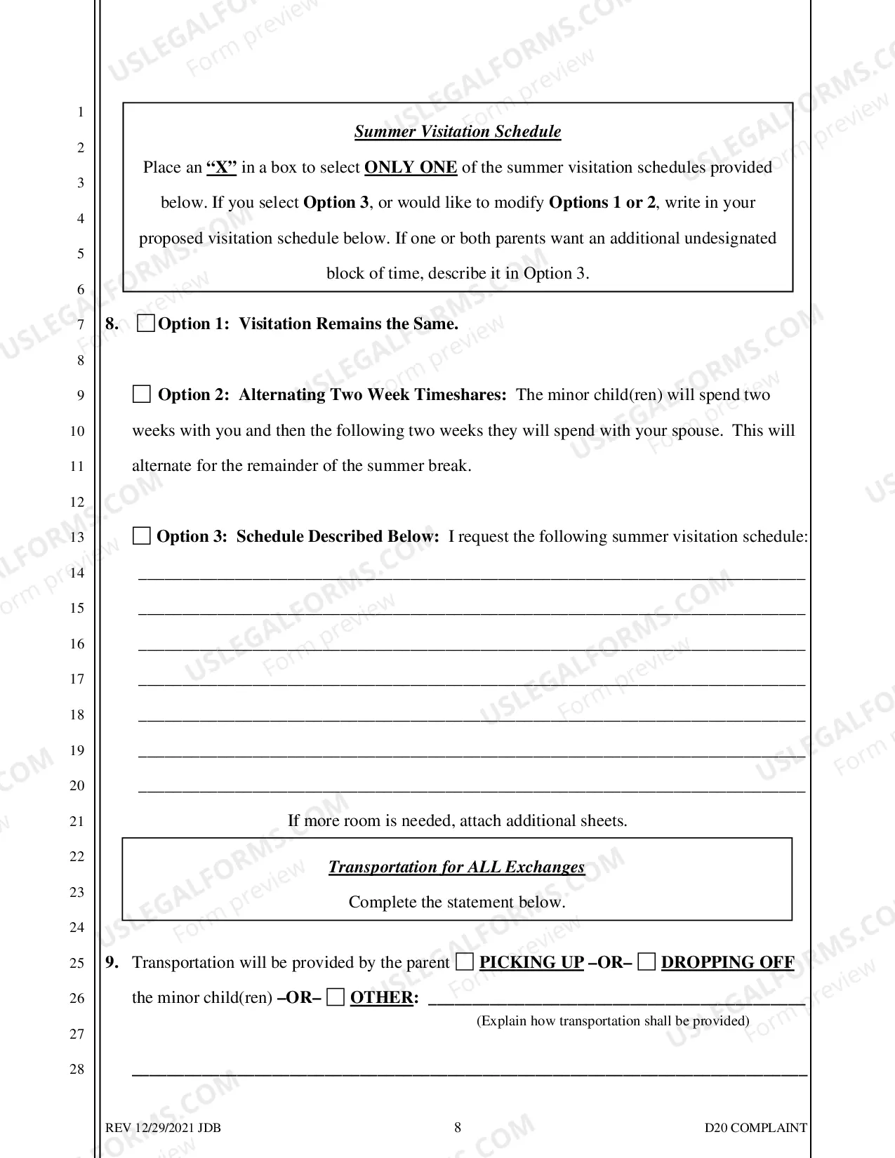 Preview D-20 Complaint for Separate Maintenance with Children