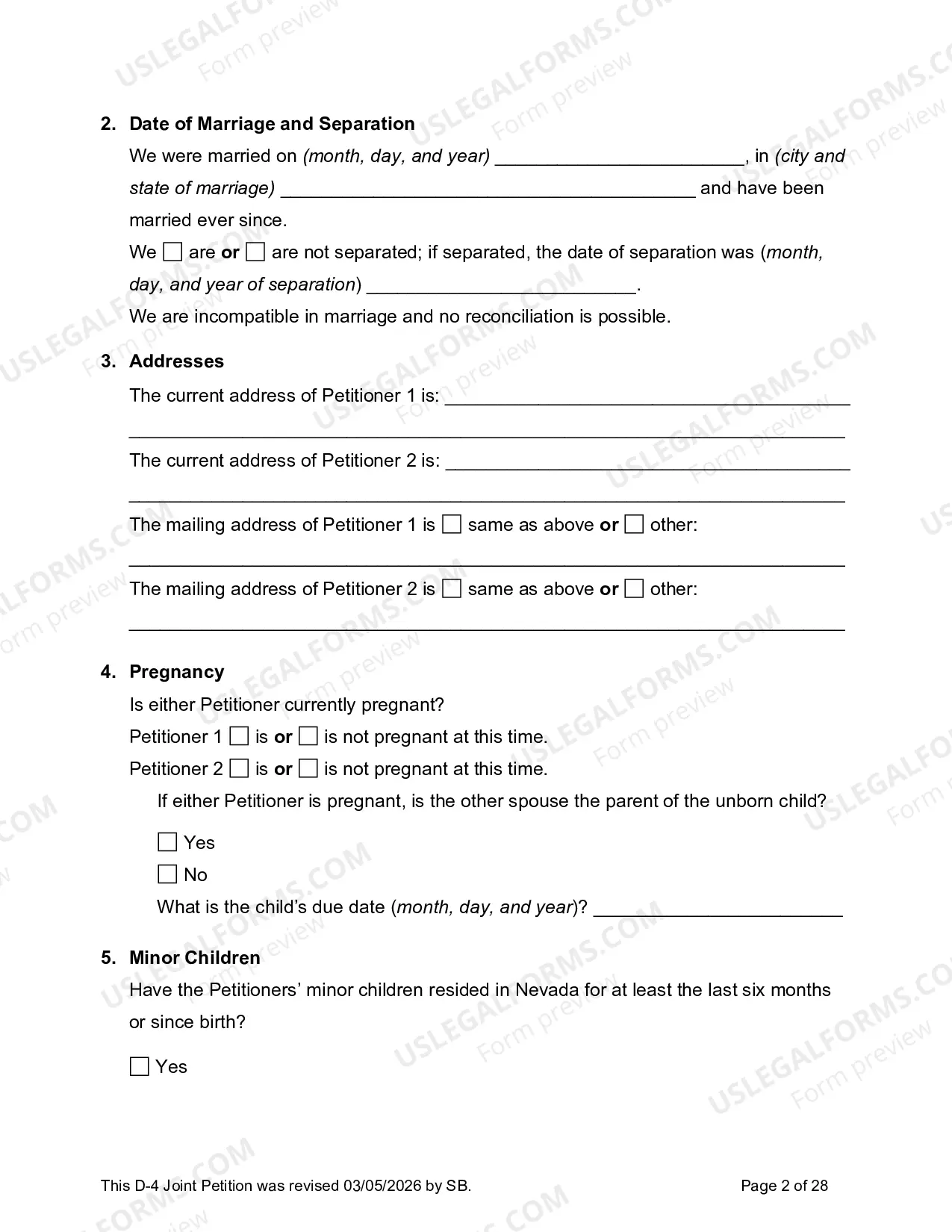Preview D-4 Joint Petition for Divorce with Minor Children