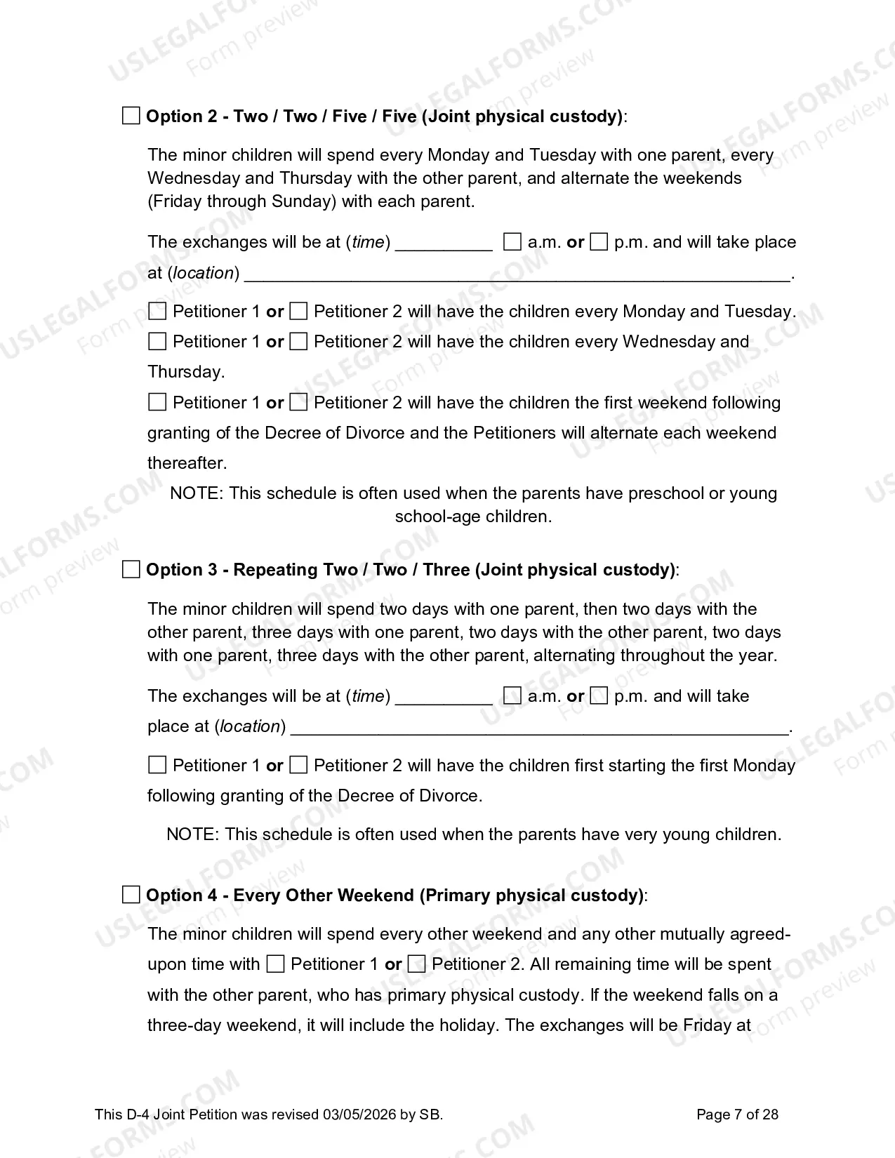 Preview D-4 Joint Petition for Divorce with Minor Children